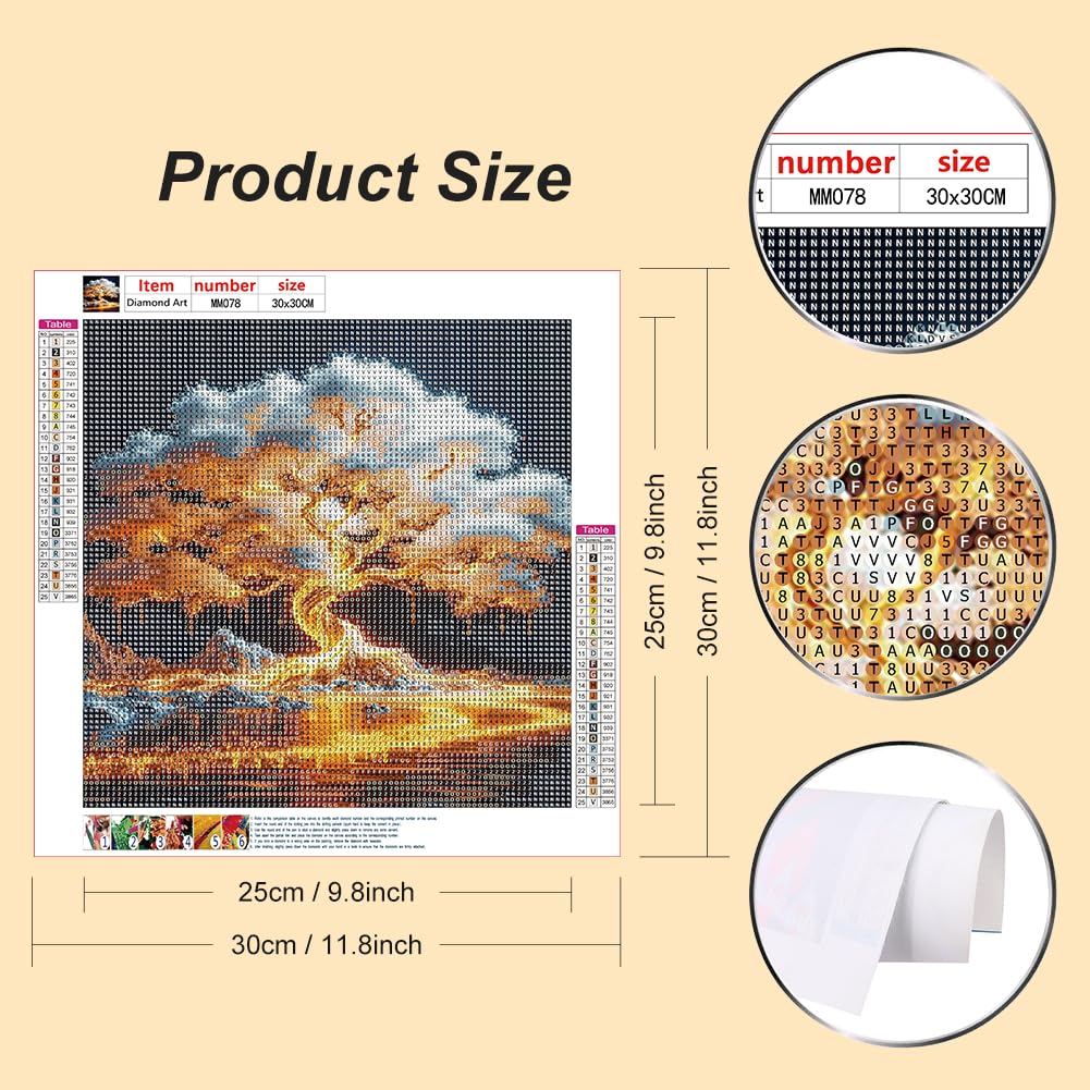 WSLWXSHM Diamond Painting Kits for Adults Tree of Life, Round Full Drill Diamond Art Kits, 5D DIY Paint with Diamonds Crafts for Home Wall Decoration Gifts 12×12Inch WSLWXSHM