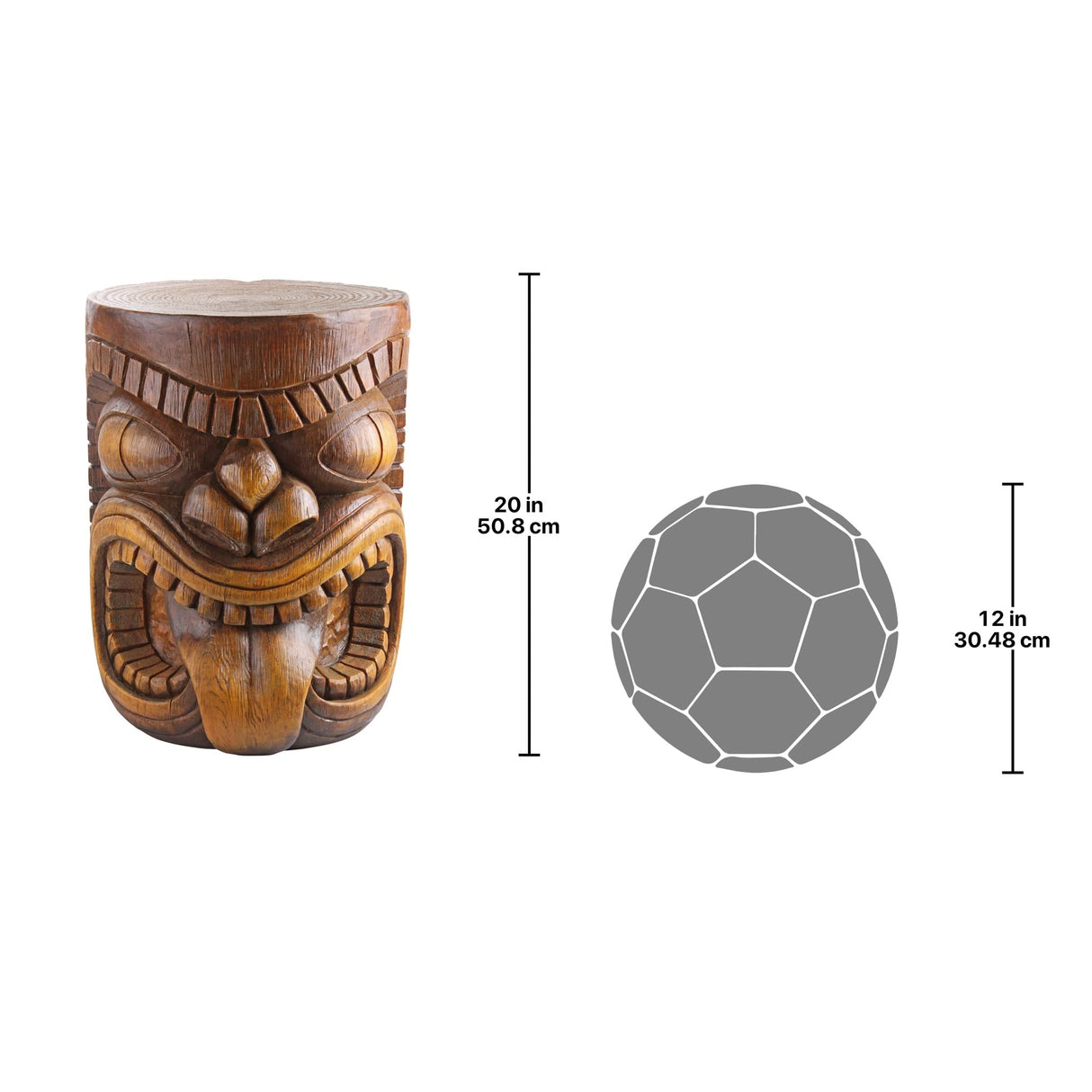 Design Toscano Grand Tiki Face Lono Tongue Indoor/Outdoor Side Table Statue, Patio, Bar, Den, 20 inch tall, Cast Stone Resin, Woodtone Finish Design Toscano