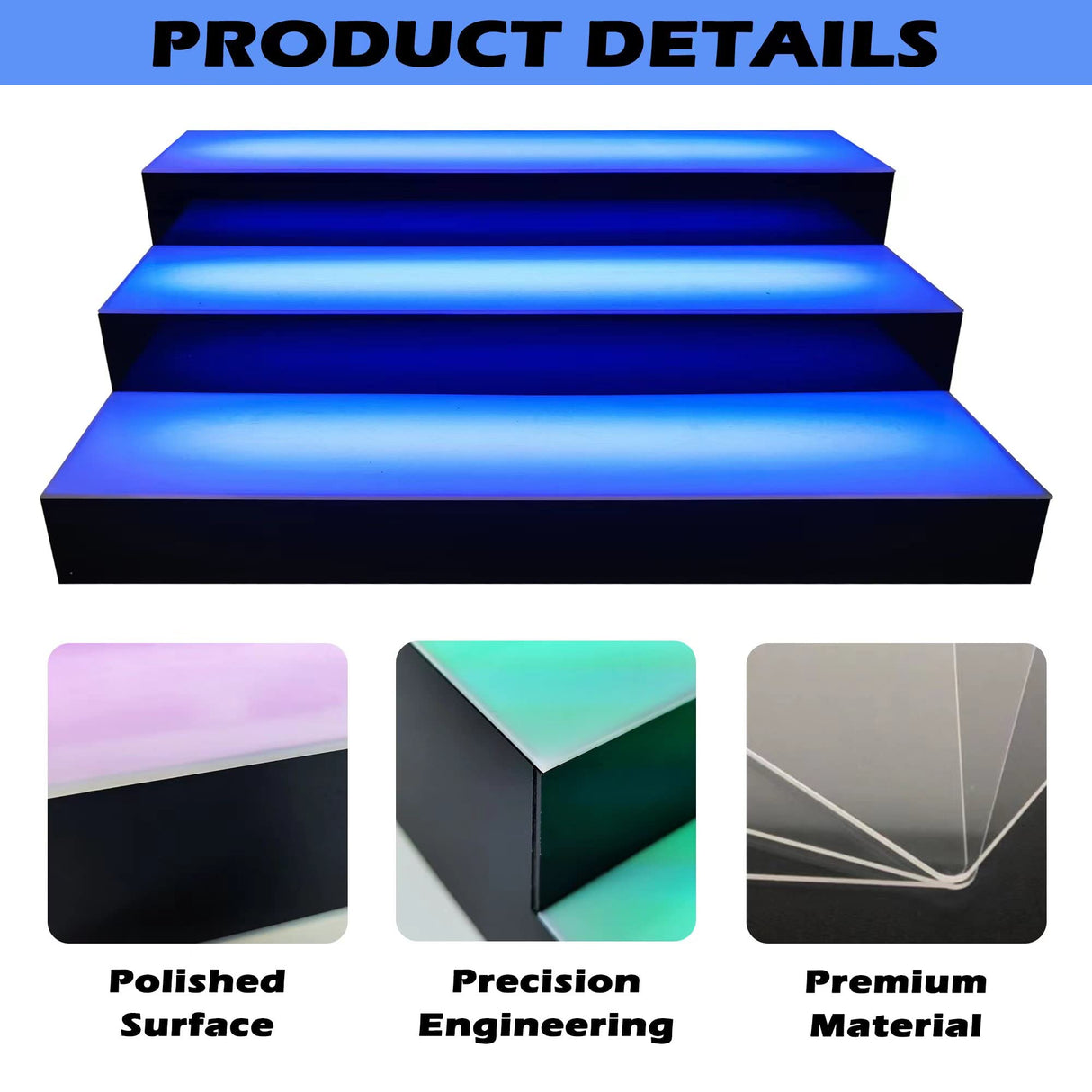 Royxen LED Lighted Liquor Bottle Shelf 3 Tier, 24 Inch Bar Shelf with Remote, Bottle Stand Multicolor Lighting Modes for Bars Royxen