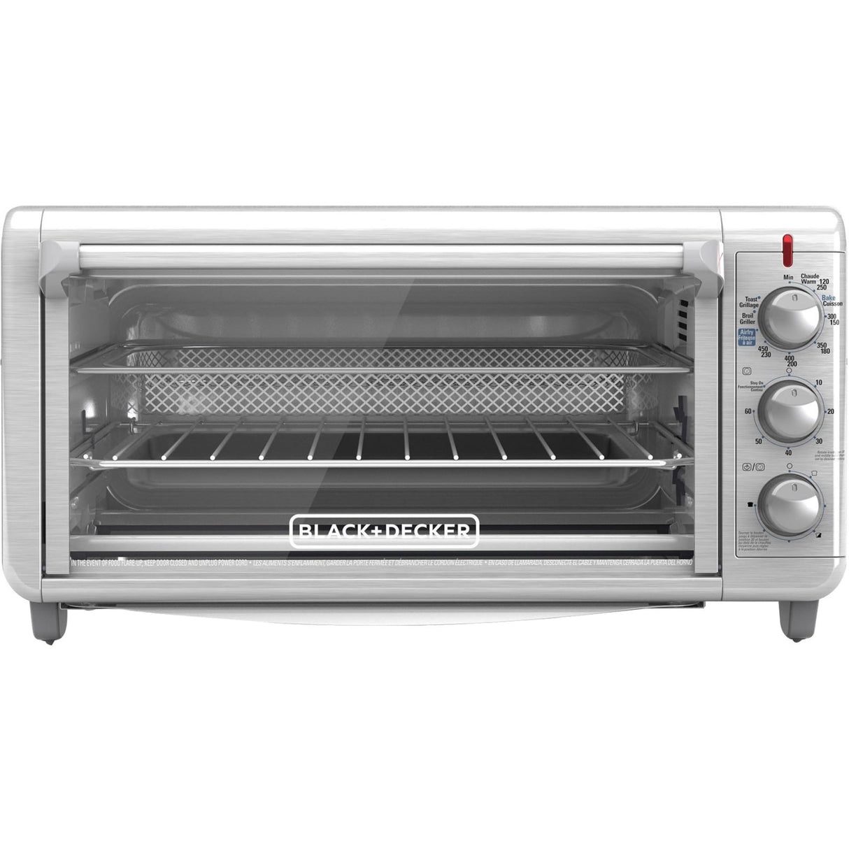 BLACK+DECKER Crisp 'N Bake Air Fry Toaster Oven, 8-Slice, 5 Cooking Functions, 60 Minute Timer, Stainless Steel BLACK+DECKER