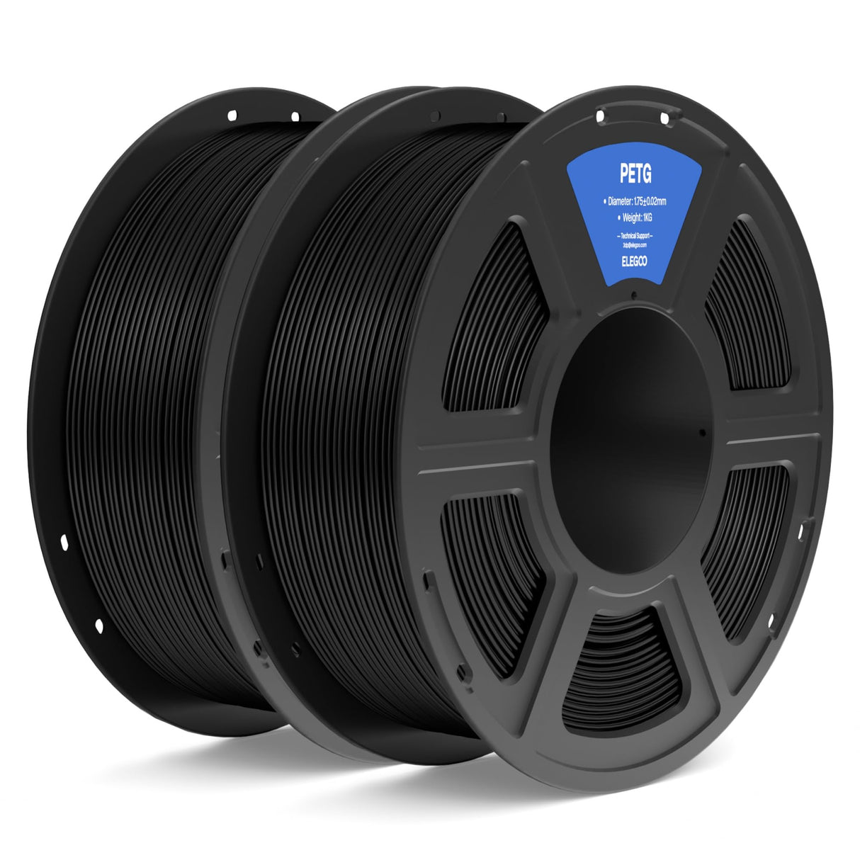 ELEGOO PETG Filament 1.75mm Black 2KG, 3D Printer Filament Dimensional Accuracy +/- 0.02 mm, 2pcs 1kg Spool(2.2lbs) Fits for Most FDM 3D Printers ELEGOO
