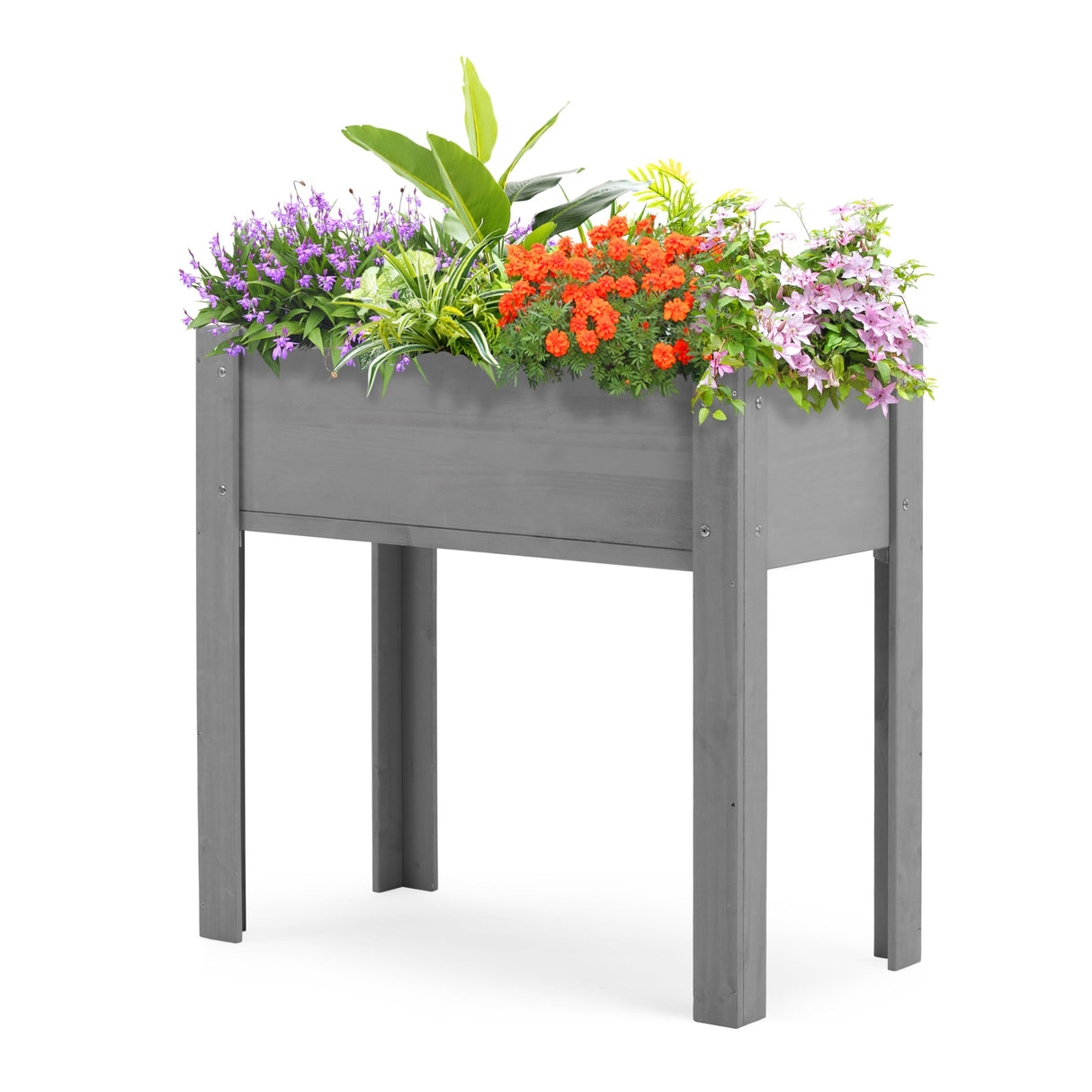 Raised Garden Bed with Legs (31x16x31''), Solid Wood Elevated Planter Box for Outdoor Wood-Natrl