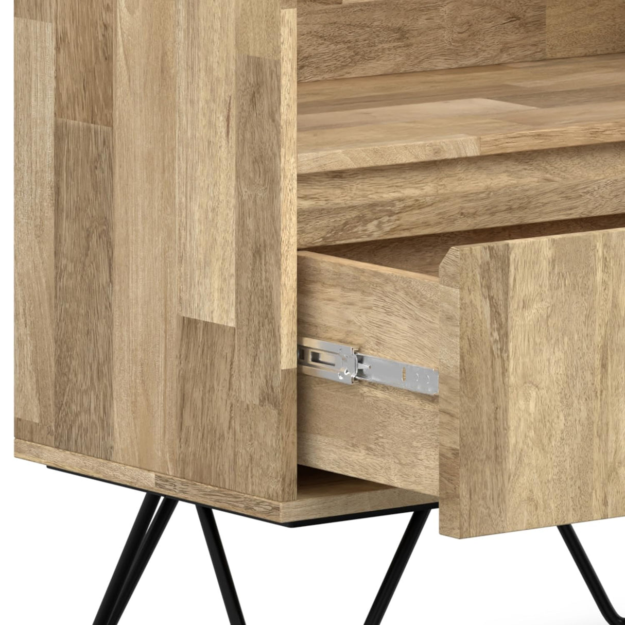 SIMPLIHOME Hunter Solid Mango Wood and Metal 64 inch x 24 inch Rectangle Modern Industrial Tall Bookcase in Natural for The Living Room, Study Room and Office SIMPLIHOME