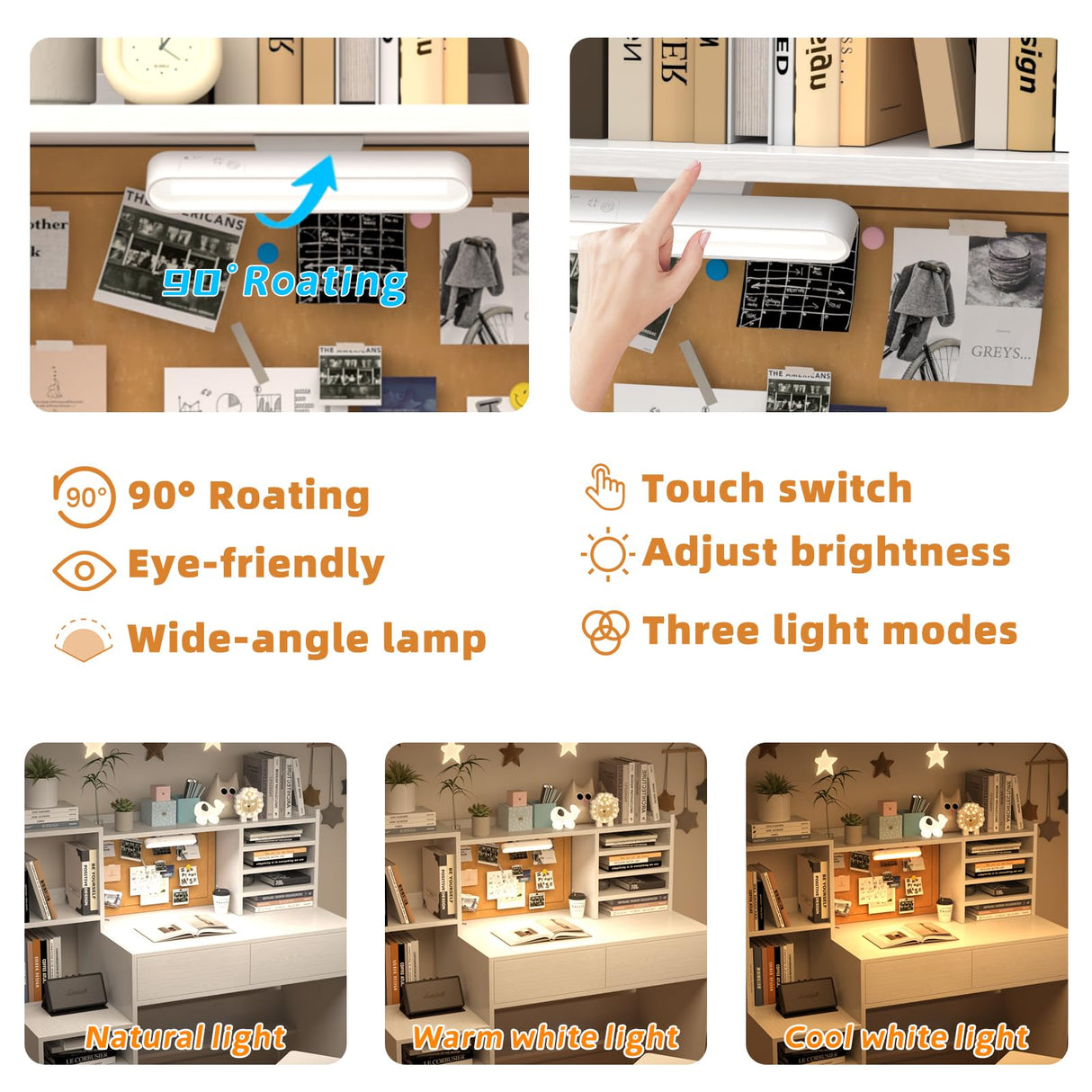 RUPOLX White Kids Desk and Chair Set for 5-12 Year Old,Kids Study with 3-Color Lights,Childrens Computer Desk with 4 Drawers, Kids Study Table with Storage Shelf -D-40 RUPOLX