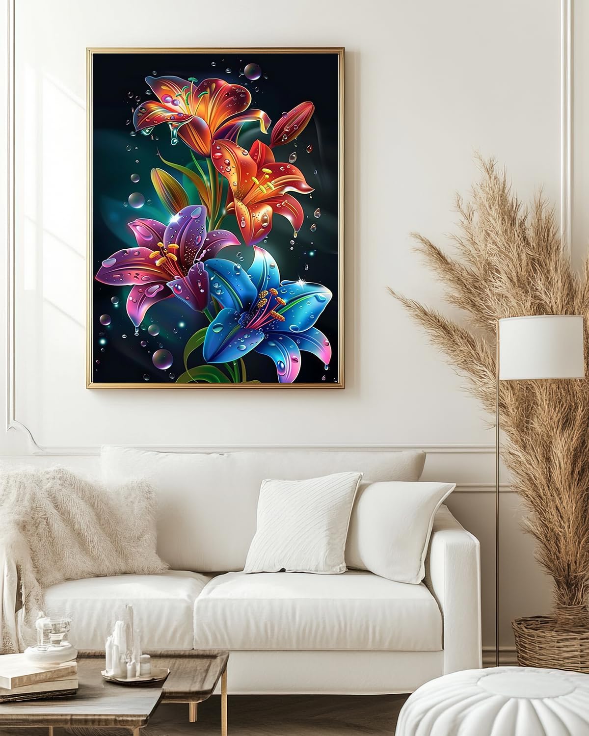 Lily Flowers Diamond Art Kits for Adults, Easy Crafts 5D Diamond Painting Dot Kit for Adult Beginners, Plant Flower DIY Round Dots Full Drill Diamonds Paintings Arts for Home Wall Decor Gifts 12X16 In Luckyrichrui