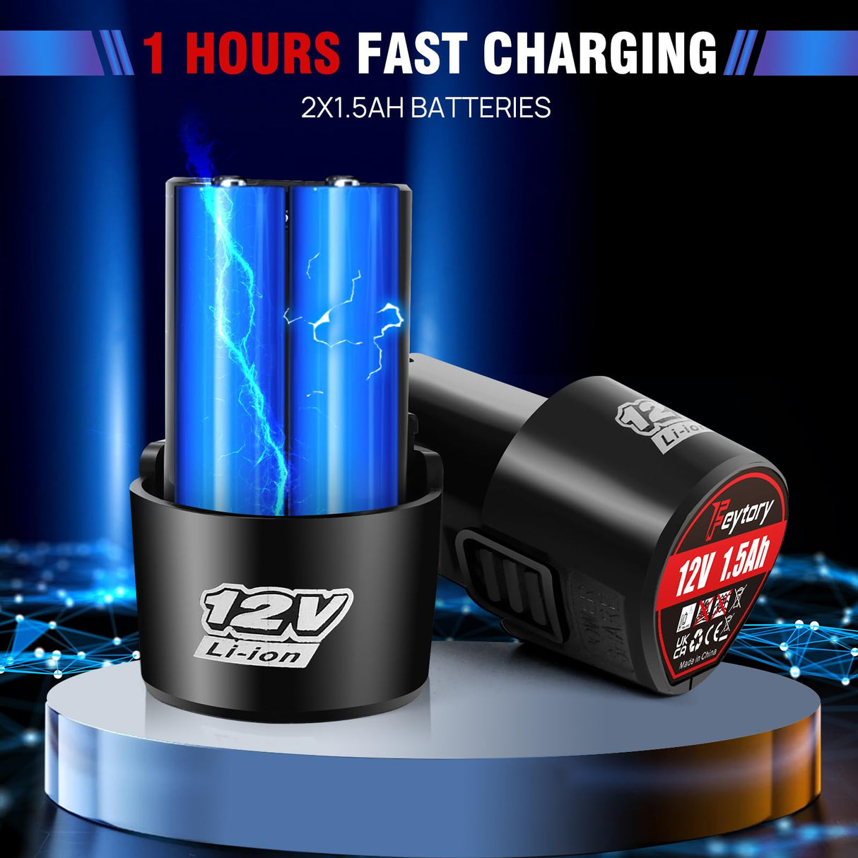 Cordless Electric Ratchet Wrench Set, 3/8" Ratchet Wrench, 12V Power Ratchet Driver with Fast Charger and 300 RPM Speed, 7 Sockets Cordless Ratchet Set with 2*1500 mAh Batteries for Table, Bike, DIY Yiyai