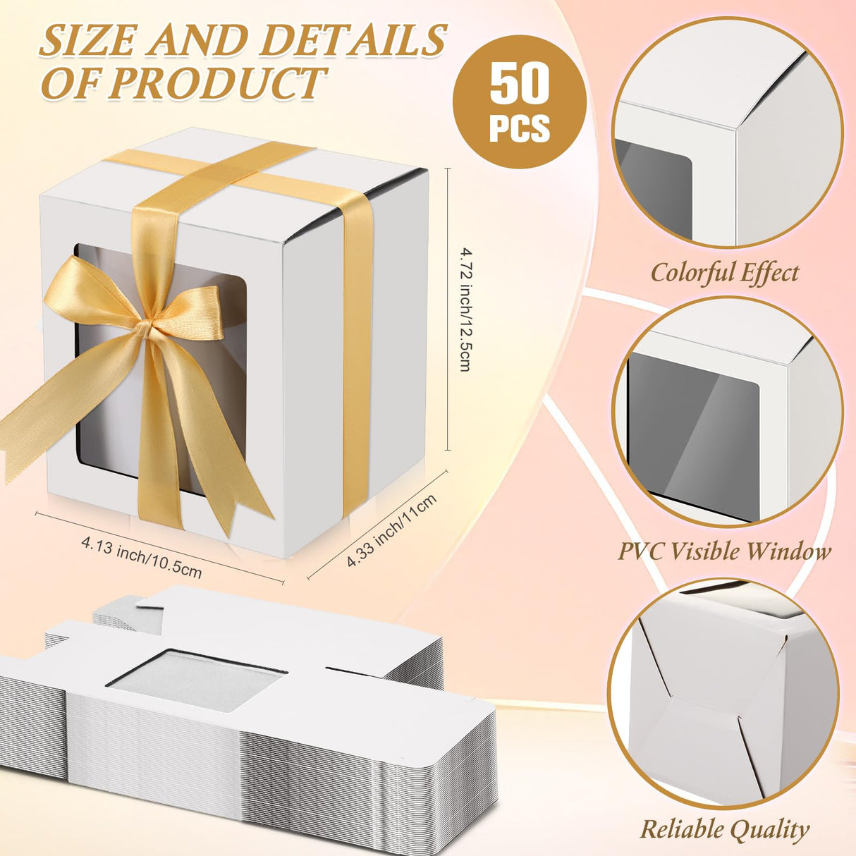 Ctosree 50 Pcs Gift Boxes for Sublimation Mugs, Mug Boxes for Shipping Exhibition Boxes for 11oz, 12oz, 15oz Sublimation Mugs Blank Mug Box Cups Gift Wrapping (White) Ctosree