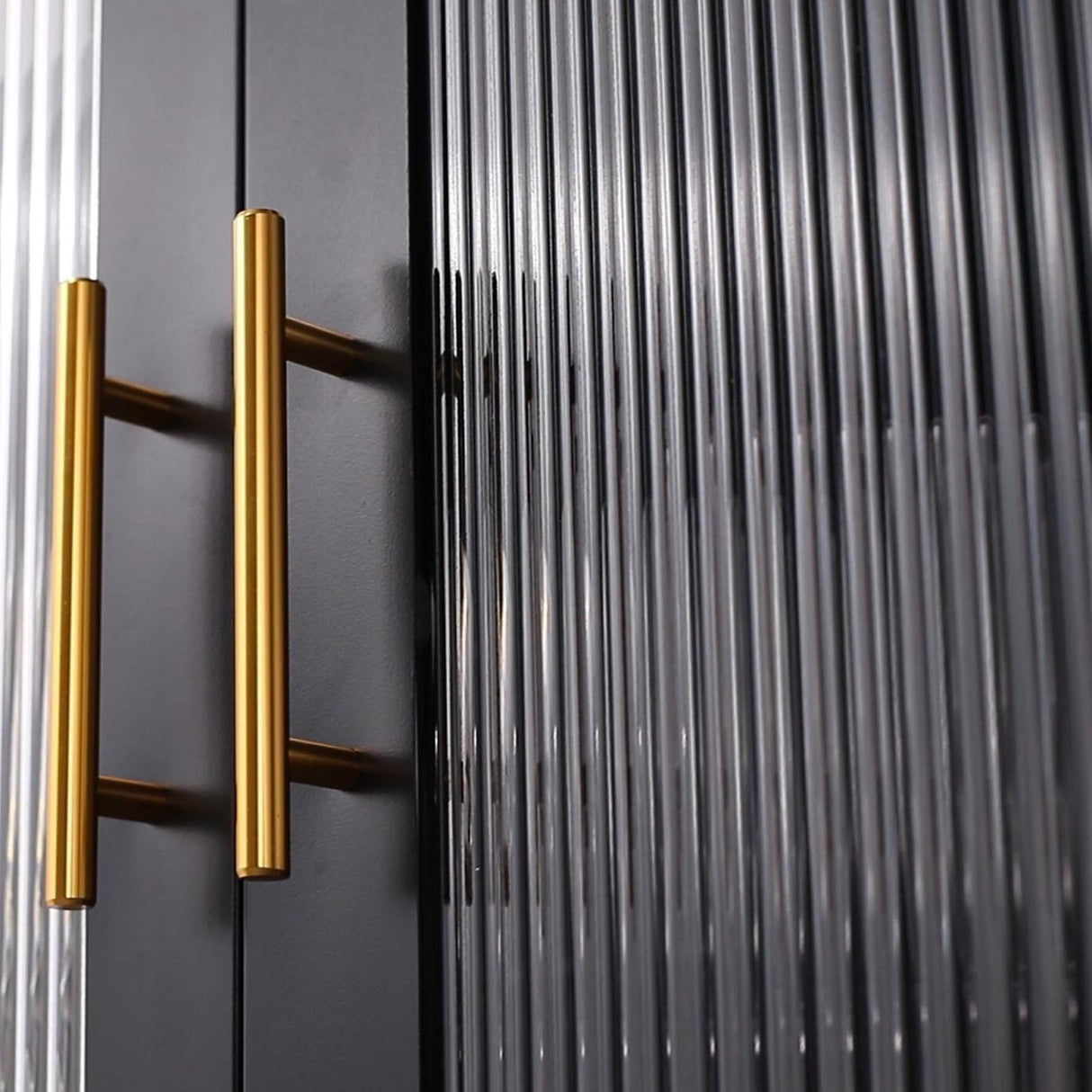 OSEILLC Metal Storage Cabinet,71" Display Cabinet with Fluted Glass Doors,Tall Display Curio Cabinet with Doors and Shelves,Black Cabinet for Pantry,Kitchen,Living Room OSEILLC