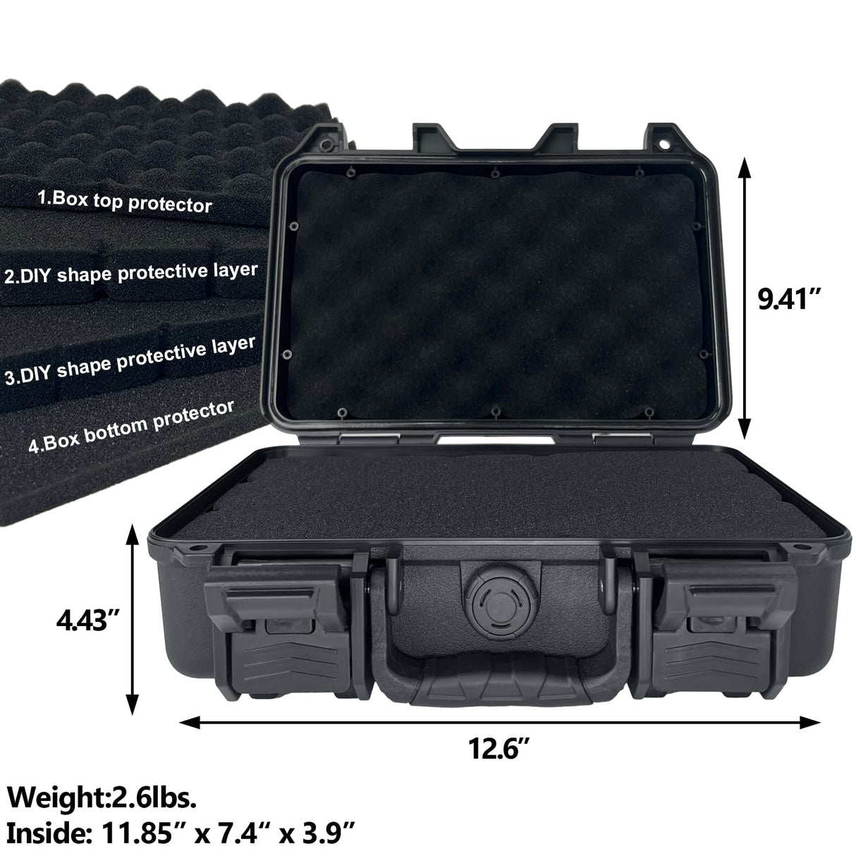 Handgun Case Lockable-Firearm Travel Pistol Case with 2 TSA Locks Included, Pistol Carrying Case Hard Shell, Waterproof Hard Gun Case for Pistol 12.6 x 9.41 x 4.42 Inches, Gun Storage Case with Foam LAFENLIN