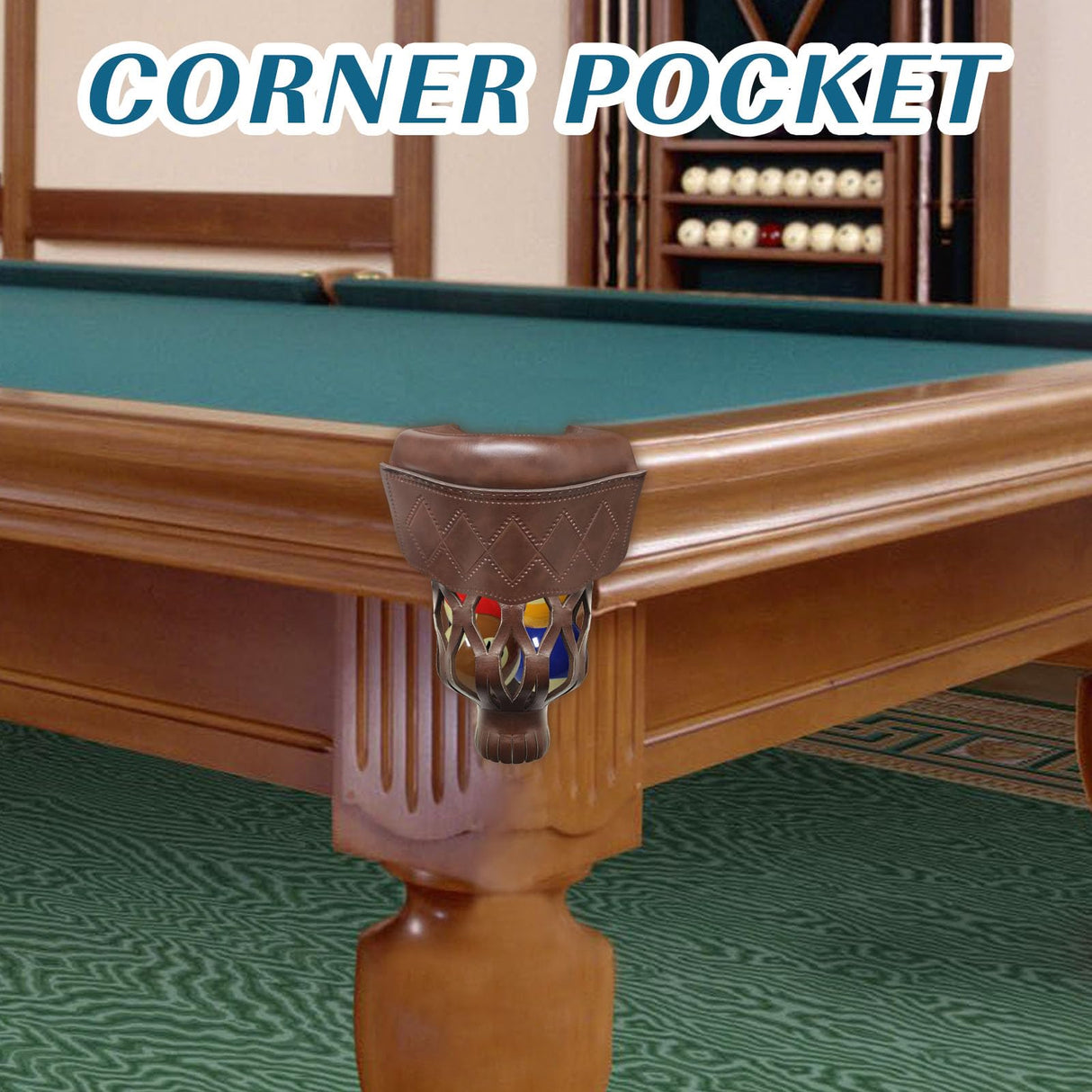 MoyanSuper Billiard Pool Table Pockets Heavy Duty PU Leather Billiard Pockets Set of 6,Including 4 Corner Pockets and 2 Side Pockets,Burgundy MoyanSuper