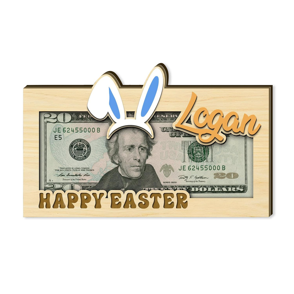 Easter Personalized Money Gift Holder - Custom Name Wooden Easter Gift Card Money Holder for Boys Girls, Hanging Easter Gift Card Holder Gifts V-DECORPARKS