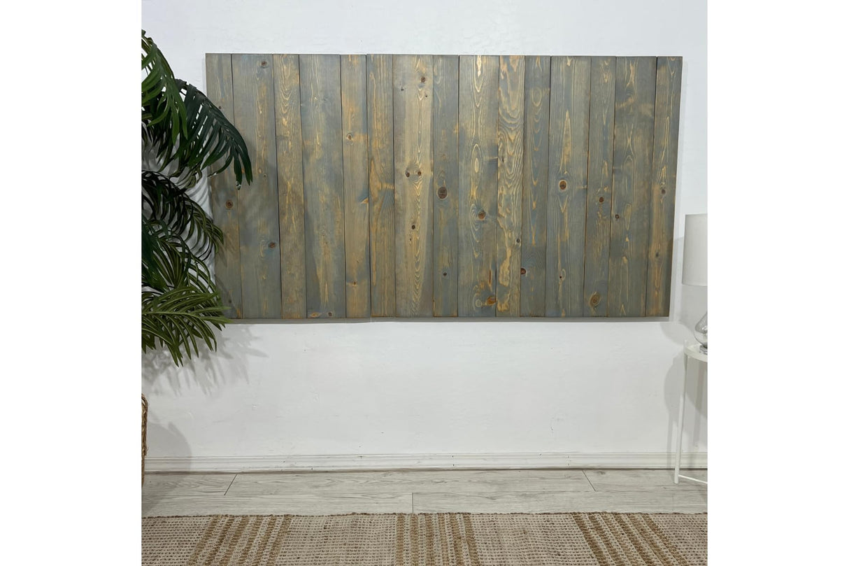 Barn Walls Solid Wood Headboard Queen Size, Coastal Slate Bluish-Gray Finish with Smooth Natural Wood Grain, Handcrafted Wall-Mounted Panels, Coastal Modern Bedroom Decor Barn Walls