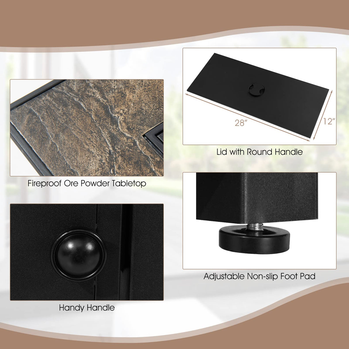 Tangkula 7-Piece Outdoor Patio Furniture Set with 42" Propane Fire Pit Table, Outdoor Wicker Conversation Set with Cushions and Tempered Glass Coffee Table, 50,000 BTU Gas Fire Pit Table (Off White) Tangkula