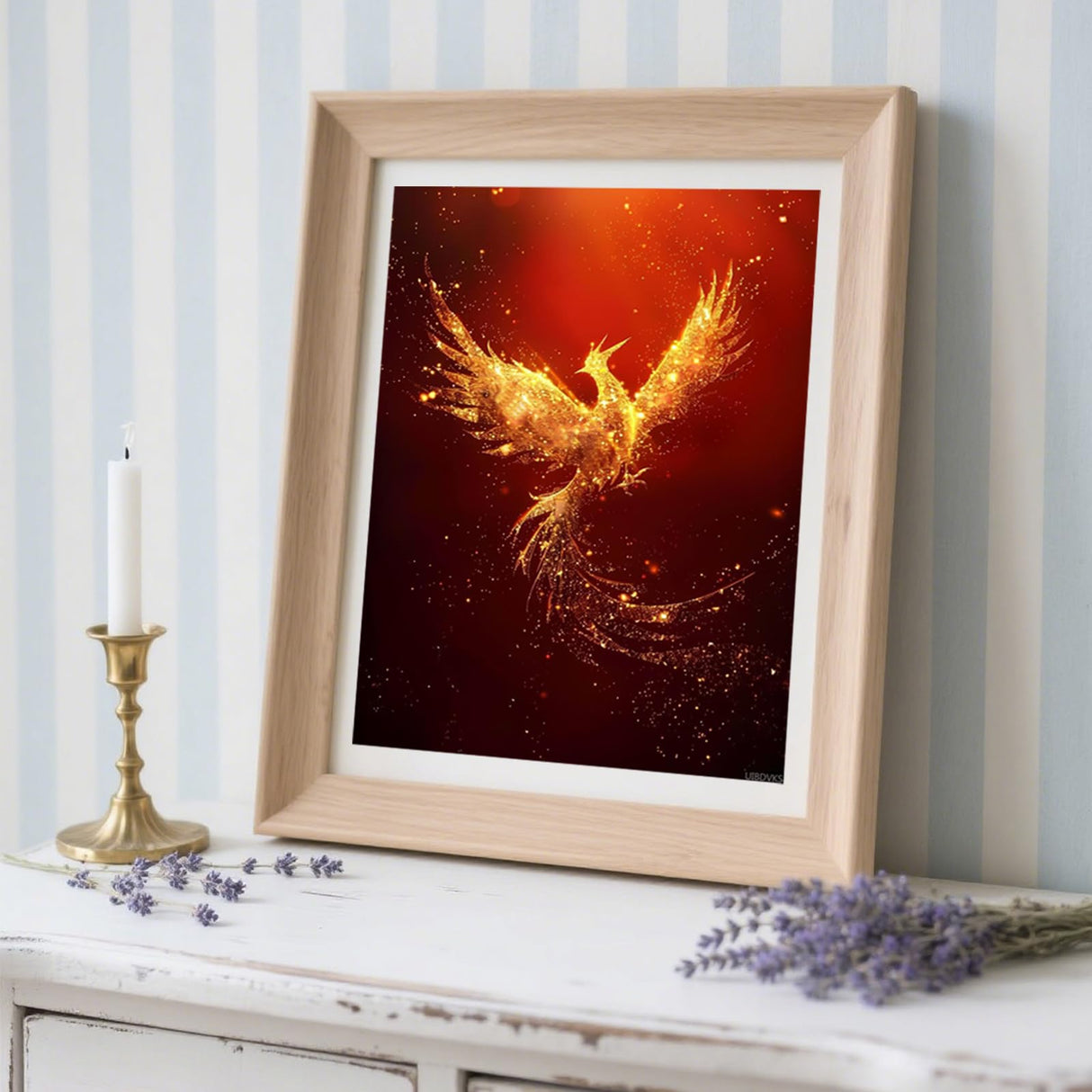 UIBDVKS Diamond Painting Kits 5D The Golden Phoenix Shines in The Darkness Diamond Art with Accessories Tools Phoenix Painting with Diamond Relaxation and Home Wall Decor 12x16 inch UIBDVKS