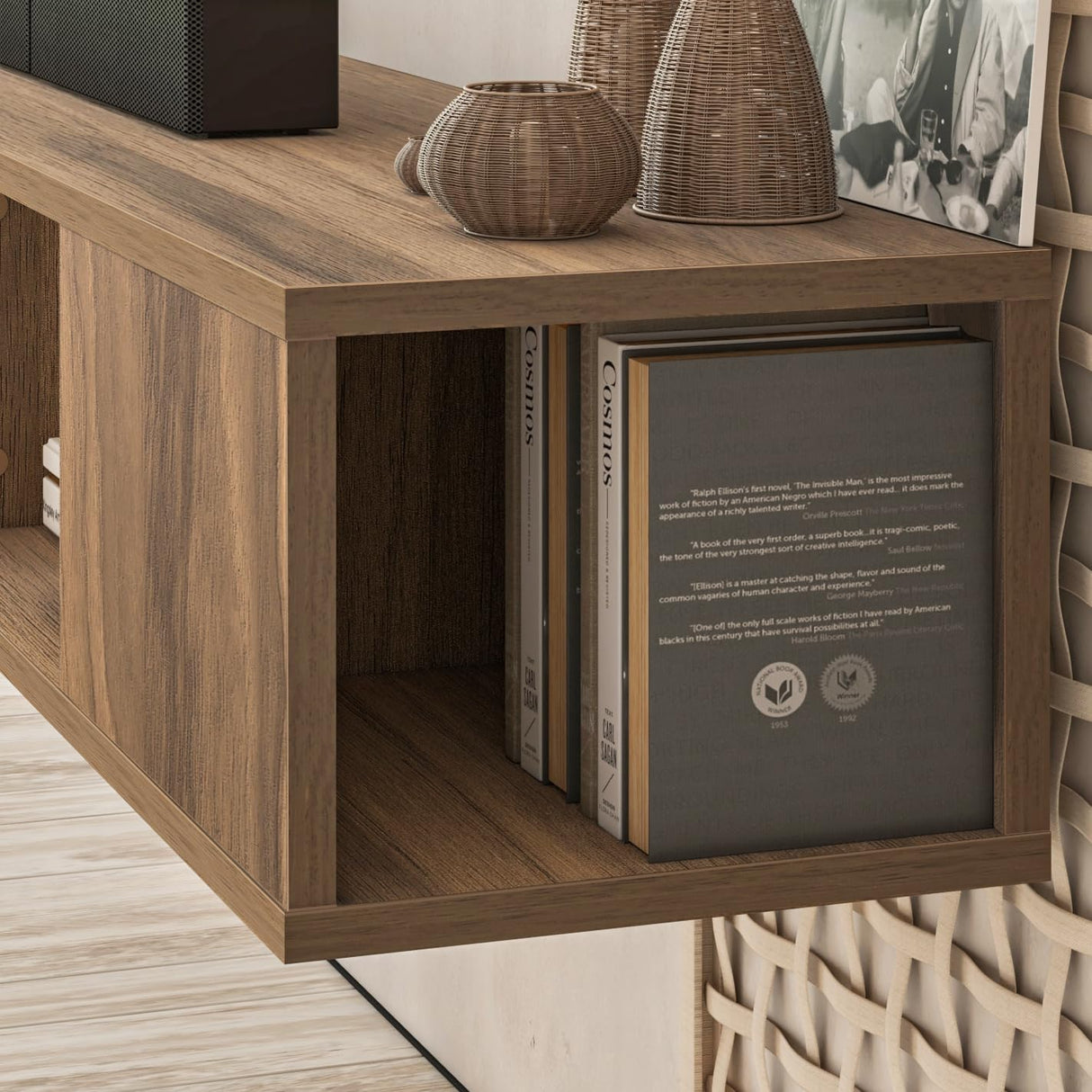 Atelier Mobili Modern Floating TV Stand Wall Mounted, Wall Mounted Entertainment Center, Modern TV Console, Walnut Color, TV Floating Shelf, ATELIER MOBILI THE LEADER OF THE INTERCHANGEABLE FURNITURE