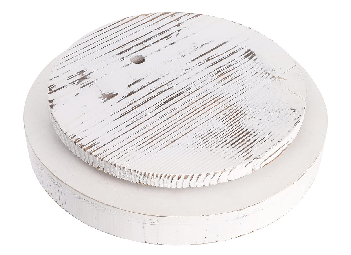 TOPZEA 12 Inch Lazy Susan Turntable Wood, Rotating Rustic Farmhouse Turntable Tray, Round Spanning Display Serving Tray Spice Rack Cabinet Organizer Dining Table Centerpiece for Snacks, Spices, Wine TOPZEA