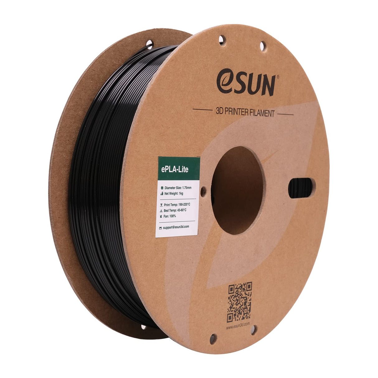 eSUN PLA Filament 1.75mm, High Toughness 3D Printer Filament Upgraded PLA Filament, Dimensional Accuracy +/- 0.03mm, 1KG Cardboard Spool (2.2 LBS) 3D Printing Filament for 3D Printers, Black eSUN