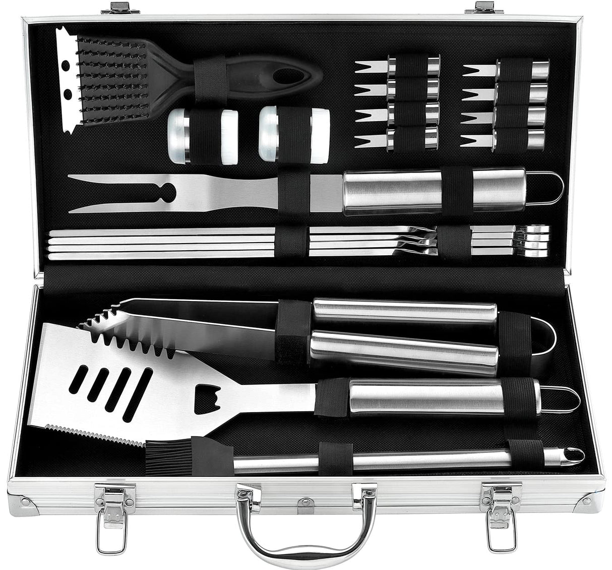 ROMANTICIST 20pc Heavy Duty BBQ Grill Tool Set in Case - The Very Best Grill Gift for Father's Day and Christmas - Professional BBQ Accessories Set for Outdoor Cooking Camping Grilling Smoking ROMANTICIST