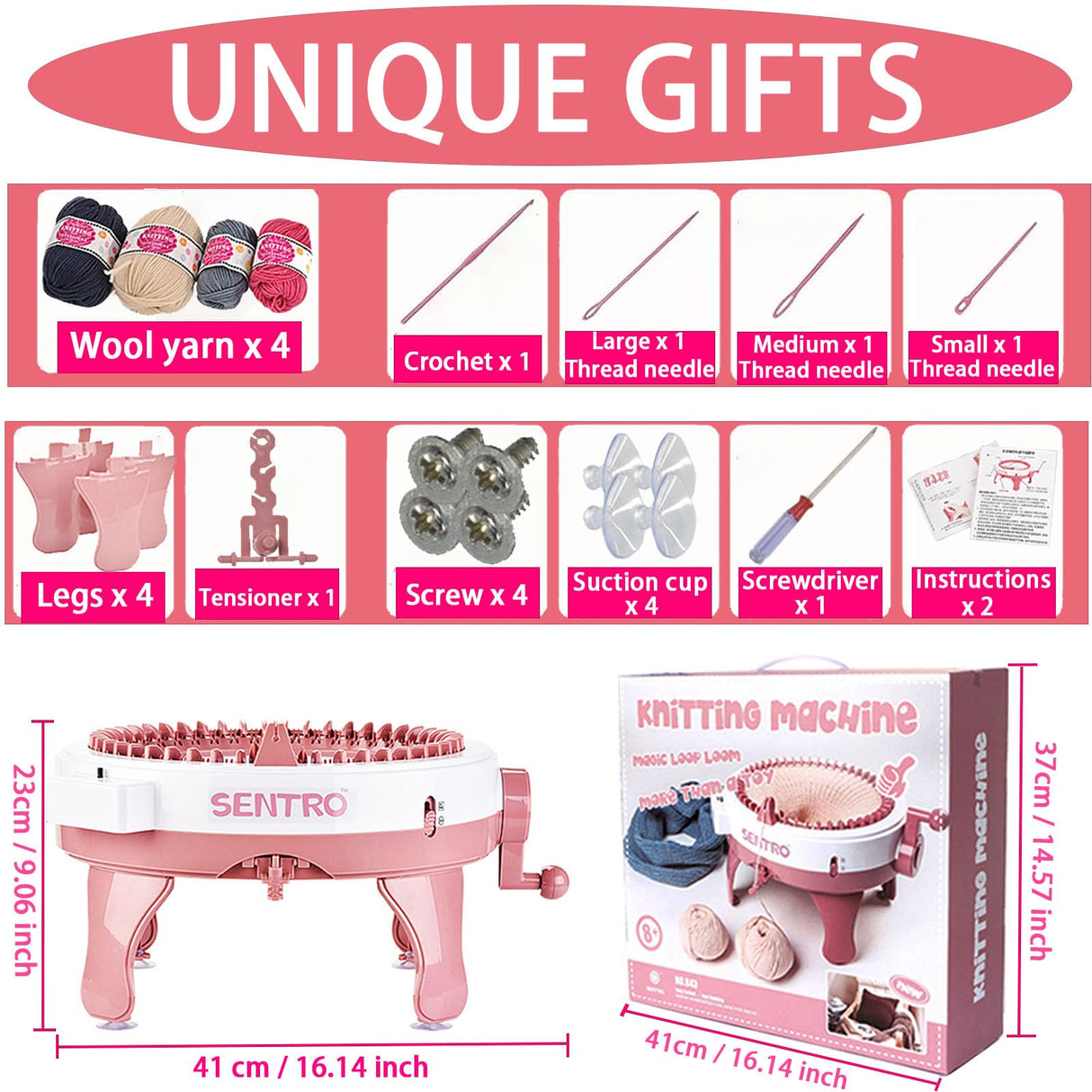 Sentro Knitting Machine 48 Needles Smart Crochet Knitting Machine with Row Counter for Adults and Beginners, Automatic Circular Weaving Knitting Loom Machine Kit for Hat,Socks,Scarves,Gloves Cyandream