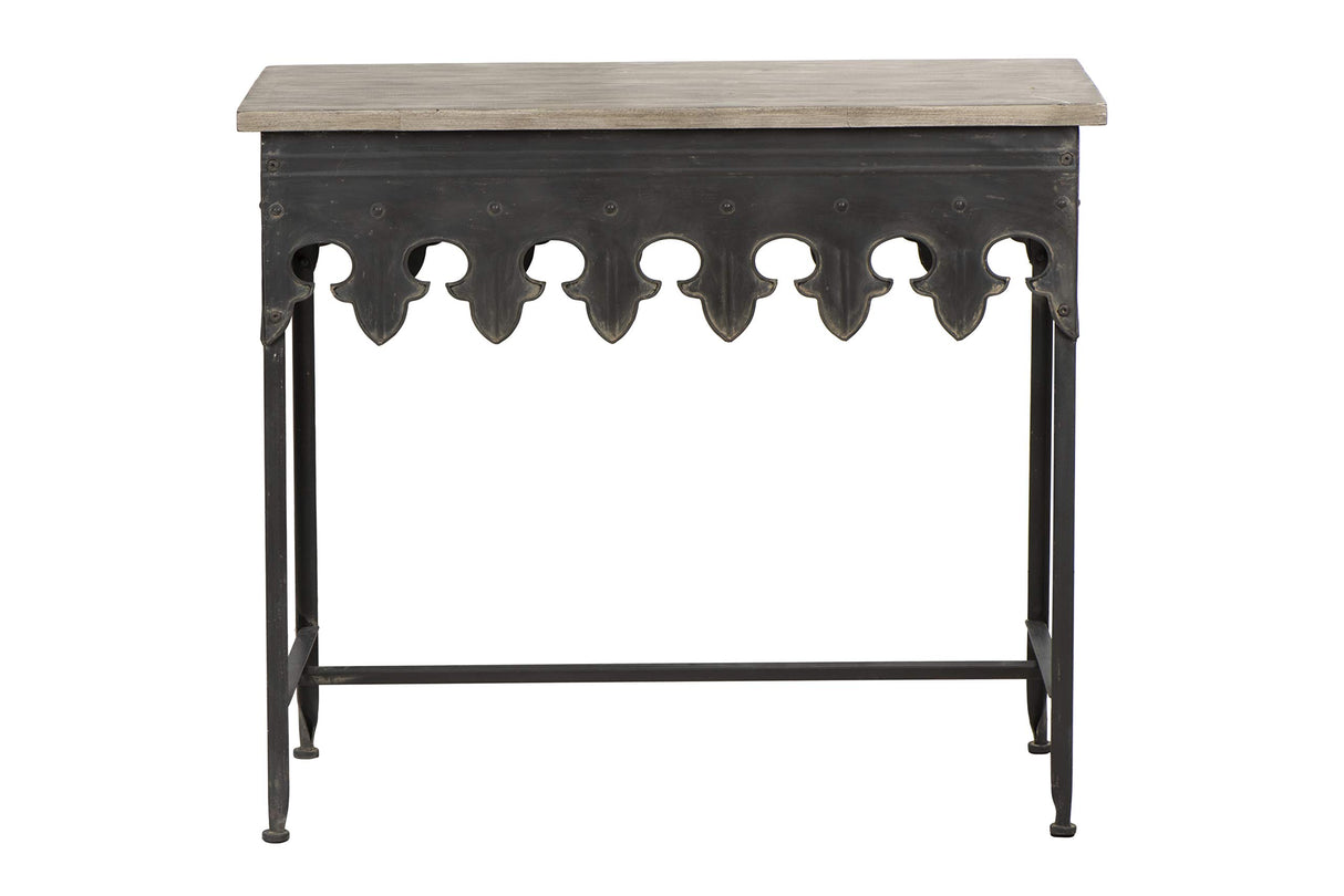 Creative Co-Op Rustic Farmhouse Metal Console Table with Solid Wood Top, Distressed Grey Creative Co-Op