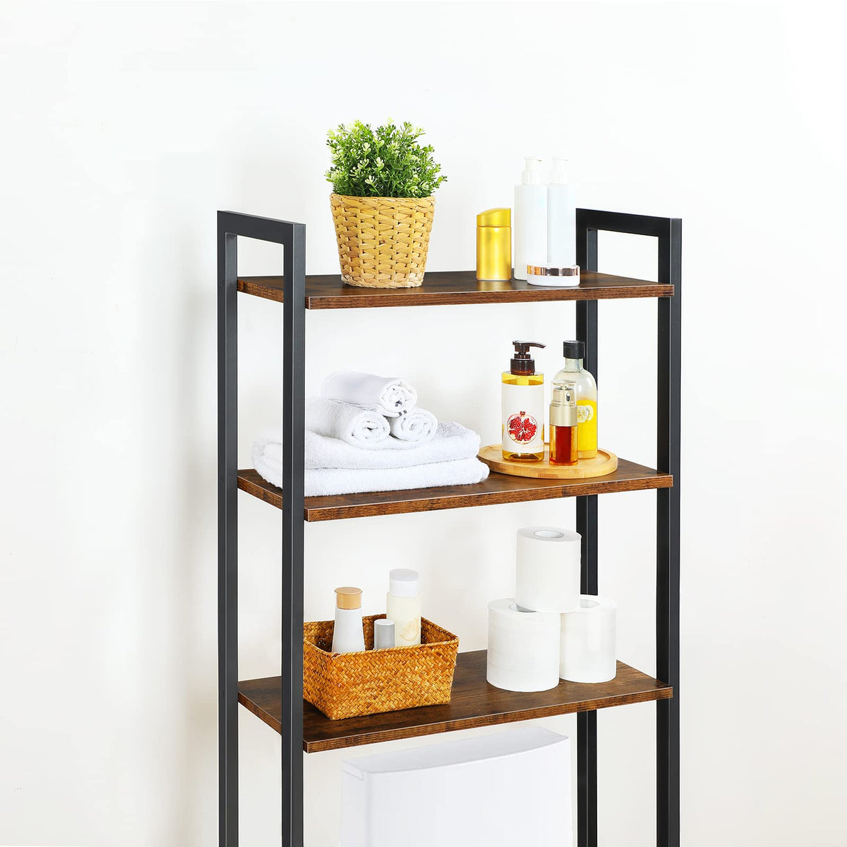 HOOBRO Over The Toilet Storage, 3-Tier Over Toilet Bathroom Organizer, Bathroom Shelves Over Toilet, Space Saver Over The Toilet Shelf, Easy to Assemble, Rustic Brown BF41TS01 HOOBRO