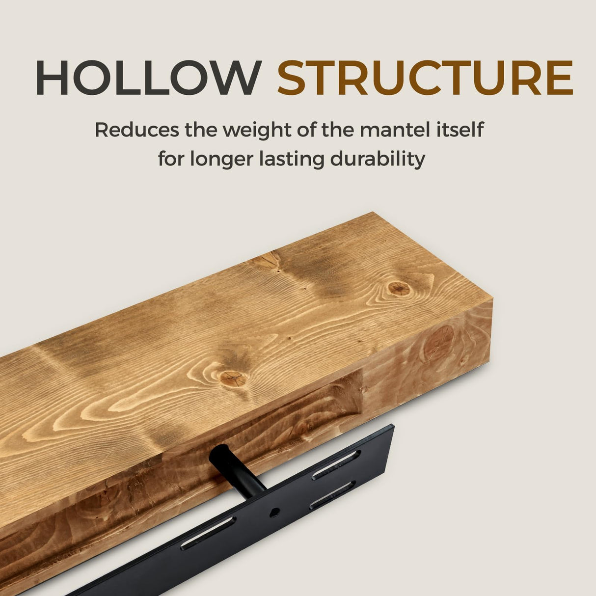 YLYHSST 60" Fireplace Mantel, 3'' Thick Handmade Rustic Solid Wood - Wall Long Floating Shelf with Invisible Metal Bracket, Wood Color YLYHSST