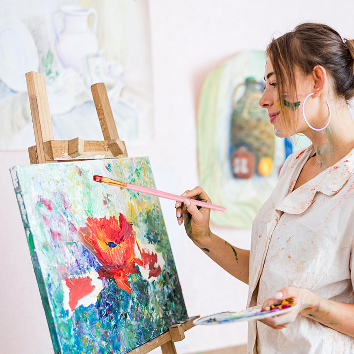 ESRICH Paint Brushes, 2 Packs / 20 Pcs Nylon Miniature Paintbrushes, Face and Body Watercolor Oil Painting Artist Professional Acrylic Paint Brushes Set,Pink ESRICH