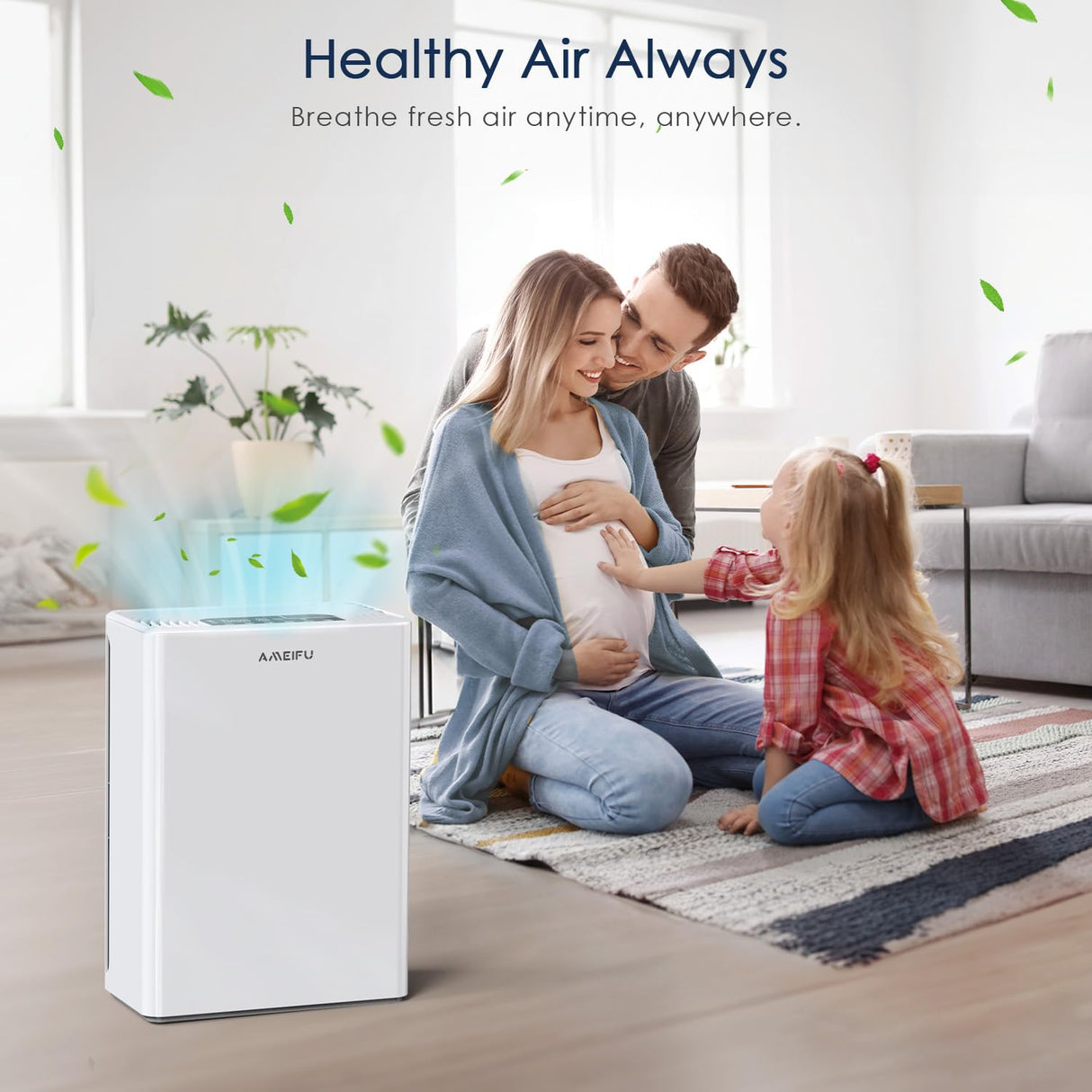 AMEIFU Air Purifiers for Home Large Room up to 2300sq.ft, H13 True Hepa Air Purifiers for Pets Hair, Dander, Smoke, Pollen, 3 Fan Speeds, 5 Timer Air Cleaner AMEIFU