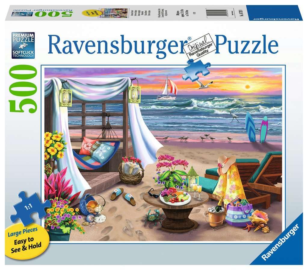 Ravensburger Cabana Retreat Puzzle - 500 Piece Large Format Jigsaw | Unique Softclick Technology | Sturdy & Glare Free | Created by Renowned Artist Nancy Wernersbach Ravensburger