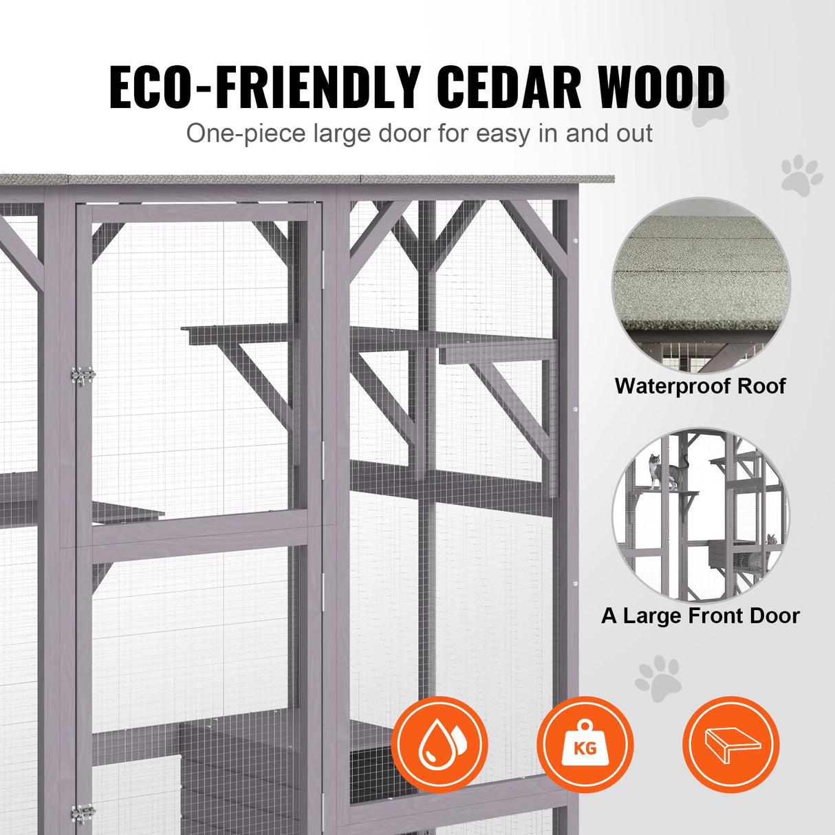 VEVOR Cat Cage Condo Catio Outdoor/Indoor Cat Enclosure, Wooden Cat House with 5 Platforms, 7-Tier Pet Playpen with 2 Resting Box, Cat Crate Cat Kennel with Waterproof Roof, 71.2"L x 34.6"W x 66.5"H VEVOR