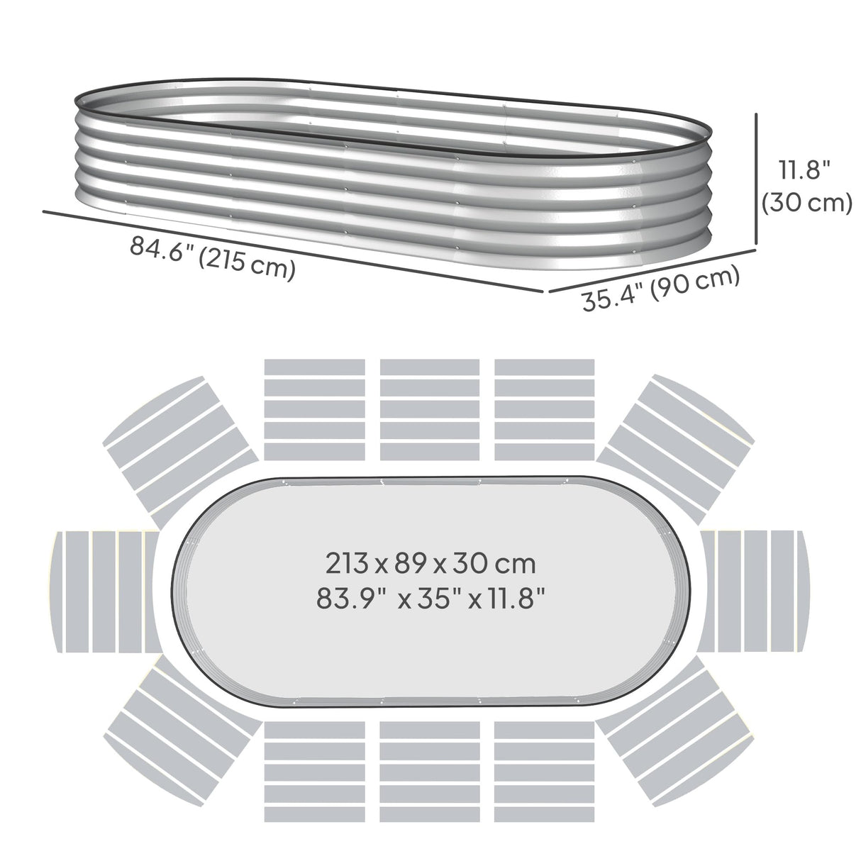 Outsunny 2PCS Galvanized Raised Garden Bed, 7' x 3' x 1' Raised Beds for Gardening with Plant Support Stakes, Rubber Strap Edging and Gloves, Metal Planter Box for Vegetables, Flowers, Silver Outsunny