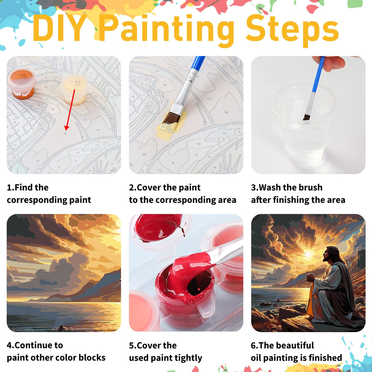 Paint by Numbers Kit for Adults, Jesus Paint by Numbers Kit for Adults Beginners, DIY Acrylic Painting on Canvas for Home Wall Art Decor(16x16Inch Mandun