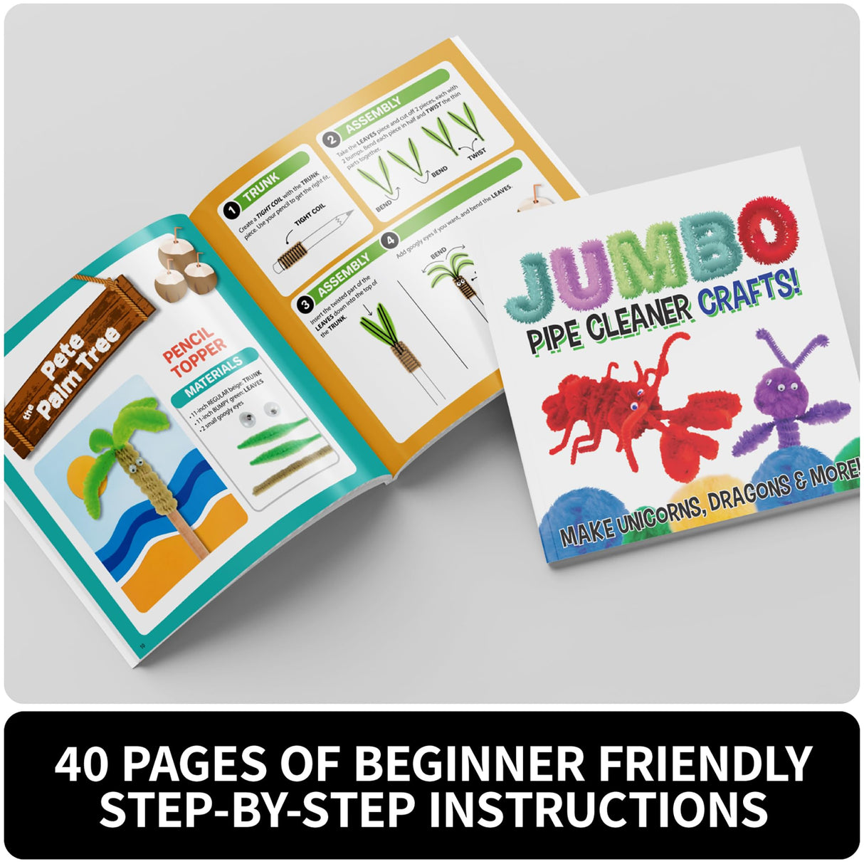 Make & Play: Jumbo Pipe Cleaner Crafts - 15 Projects to Create, Make Fuzzy & Fun Creatures & Animals, DIY Art & Crafts Activity Kit, Kids Ages 8+ SpiceBox