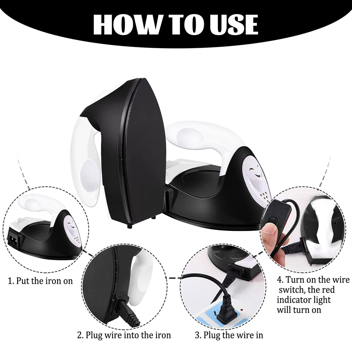 Mini Heat Press Small Iron Portable Heat Press Machine Mini Craft Iron with Charging Base Accessories for DIY T-Shirts, Shoes, Bag and Hats Heat Transfer Vinyl Projects (Black) ACHENYUANYUAN