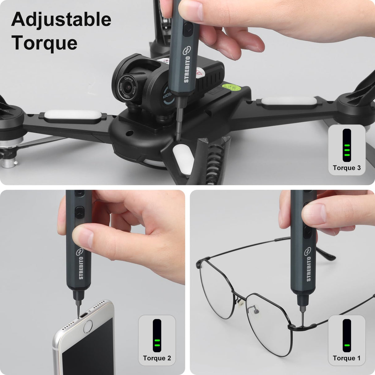 STREBITO Mini Electric Screwdriver Set, 70 in 1 Small Electric Screwdriver Cordless - 64 S2 Preicison Bits, 5 Torque Settings, 4 LED Lights, Mini Power Screwdriver Repair Tool Kit for PC RC Electronic STREBITO