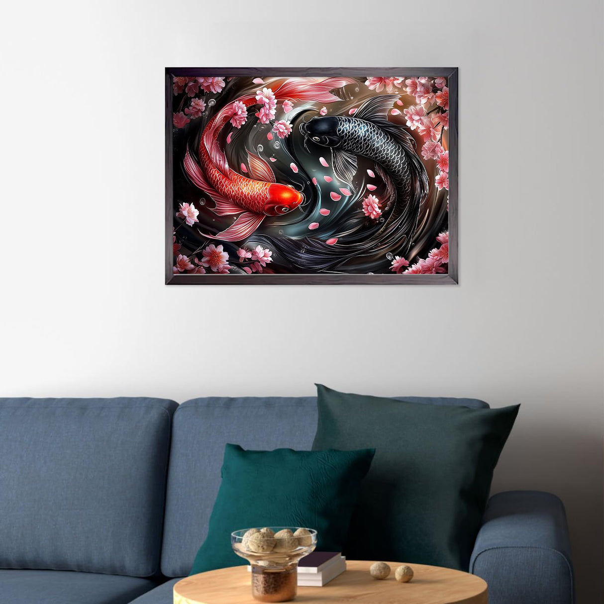 CEOVR Taichi Koi Diamond Art Kits for Adults, Koi Flower Diamond Painting Dots DIY DIY Gem Art, Adult Crafts Kits Wall Decor for Home Office 16x12in CEOVR