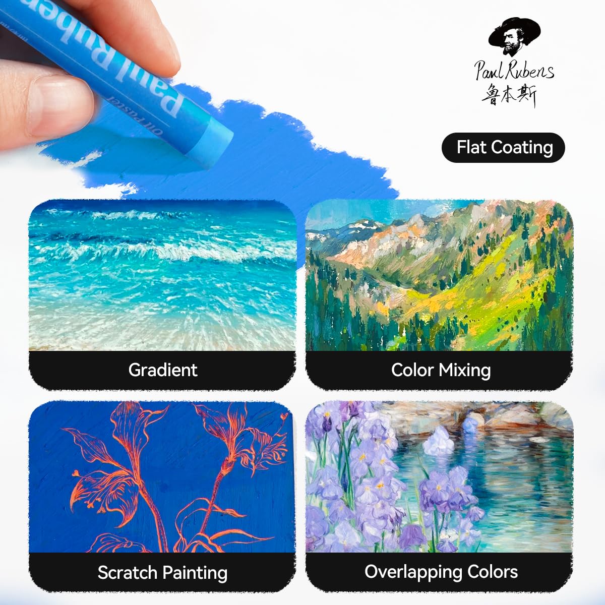 Paul Rubens Oil Pastels for Artists, 72 Landscapes Colors Artist Soft Oil Pastel Set Vibrant and Creamy Paul Rubens