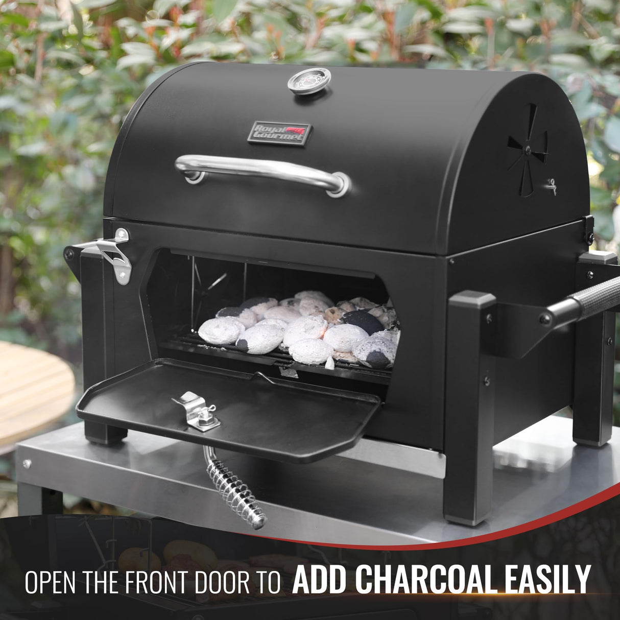 Royal Gourmet CD1519 Tabletop Charcoal Grill with Warming Rack, Potable Charcoal Grill with 303 Sq. In Cooking Area for for Outdoor Camping and Picnic Grilling, Black Royal Gourmet