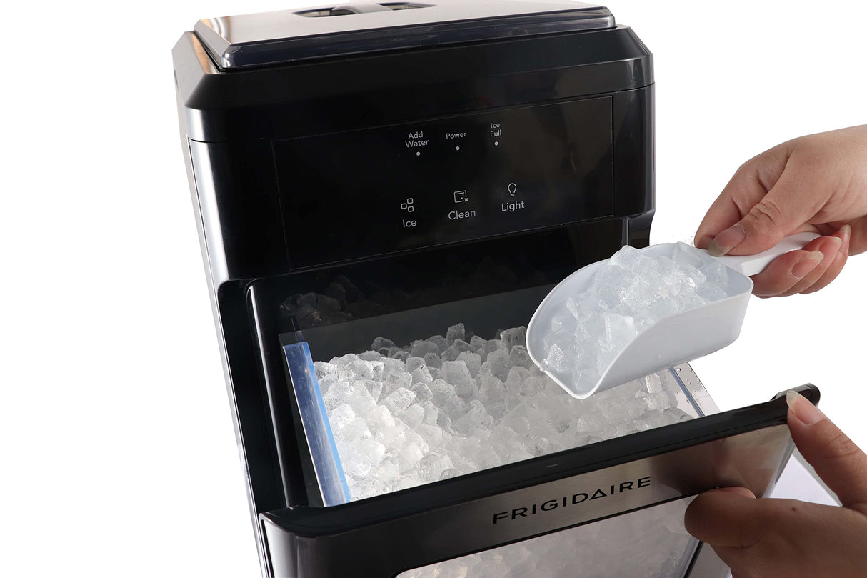 Frigidaire EFIC237 Countertop Crunchy Chewable Nugget Ice Maker, 44lbs per day, Black Stainless Frigidaire