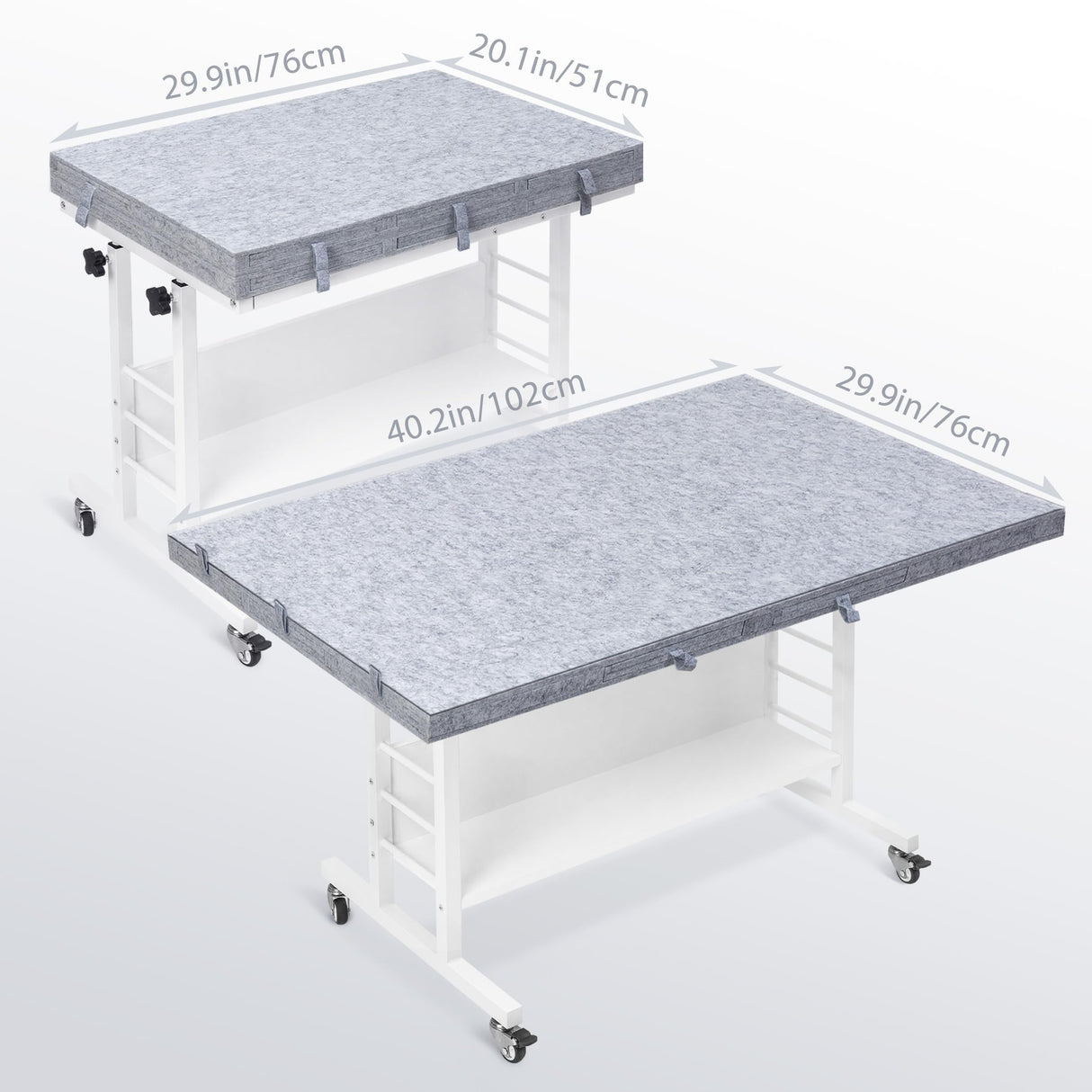 Tektalk 2000 Piece Foldable Felt Jigsaw Puzzle Board with Height Adjustment, Puzzle Table with 2 Felt Cover & 8 Sorting Trays/Drawers, Easel with Legs, Enclosed with 4 Roller Wheels - Light Gray Tektalk