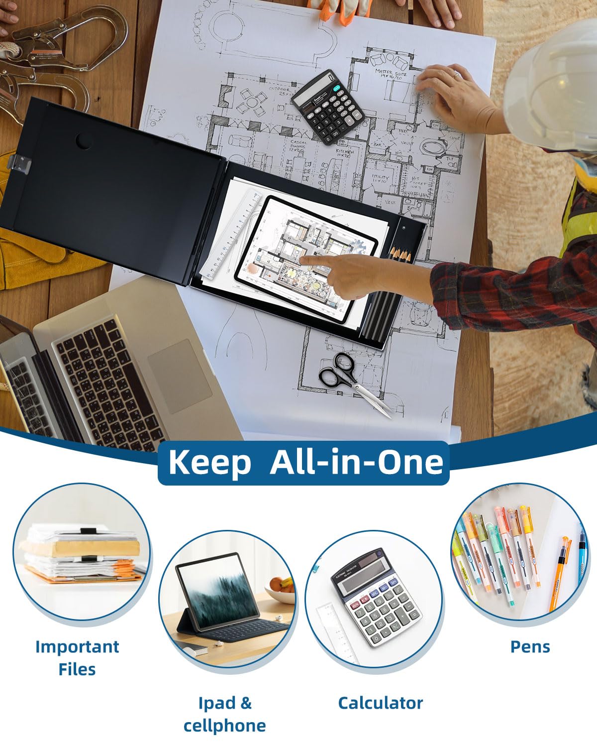 Metal Clipboard with Storage, Letter Size Heavy Duty Aluminum Clipboards, Dual Storage Binder Form Holder with High Capacity Clip for Teacher, Nurse, Police, School & Office Supplies - Frosted Black Sunnyclip