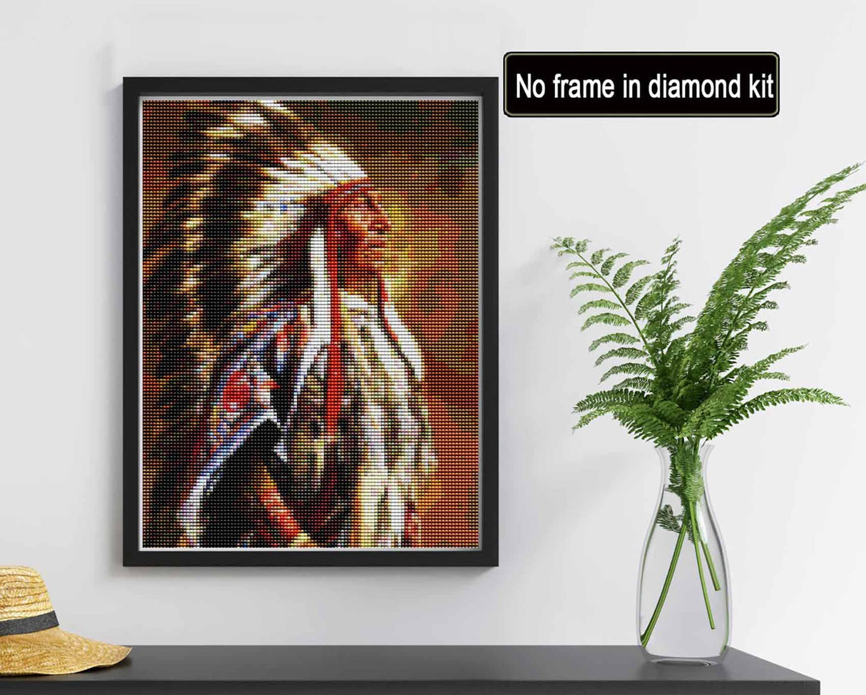 Reofrey DIY Diamond Art Painting Kits for Adults Indians, Diamond Art Woman Full Drill Round Rhinestone Cross Stitch Embroidery Canvas for Crafts Decor (30x40 cm/ 12x16 inch) Reofrey