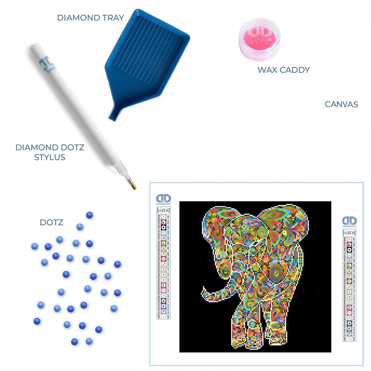 DIAMOND DOTZ Kaleidoscope Walk Elephant Diamond Painting Kits for Adults - Diamond Art Kits a Relaxing Creative Craft Kit with Dotz Gems 15.7" x15.7 DIAMOND DOTZ