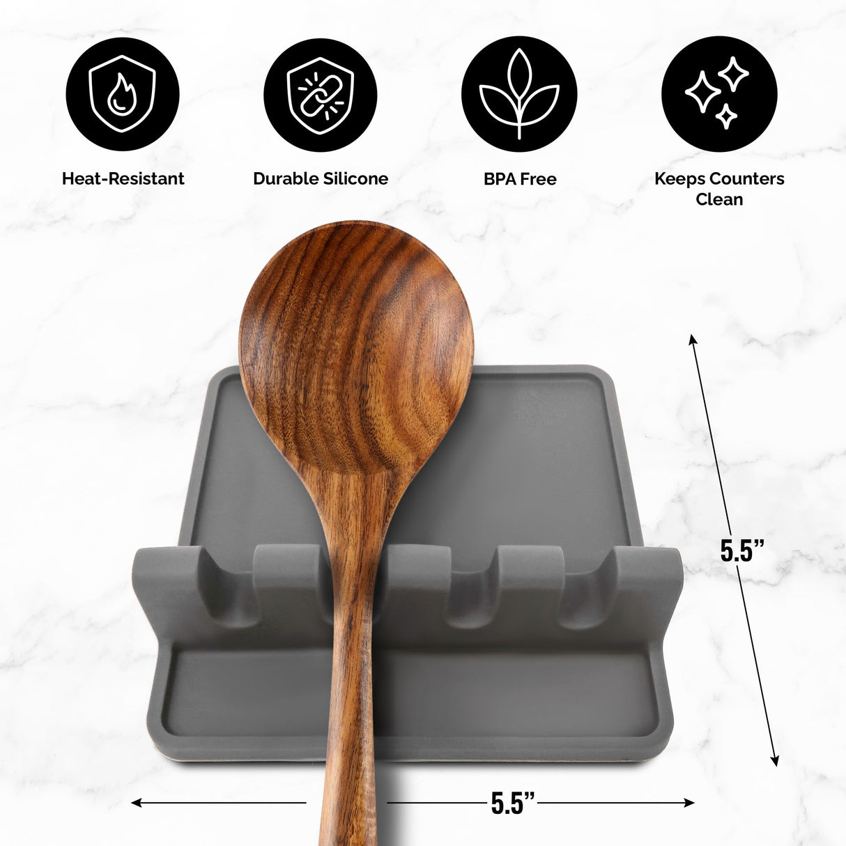 Zulay Kitchen Silicone Utensil Rest - BPA-Free, Durable Spoon Rest with Drip Pad - Heat-Resistant Spoon Rest for Stove Top - Spoon Rest for Kitchen Counter - Kitchen Gadgets & Kitchen Utensils Holder Zulay Kitchen