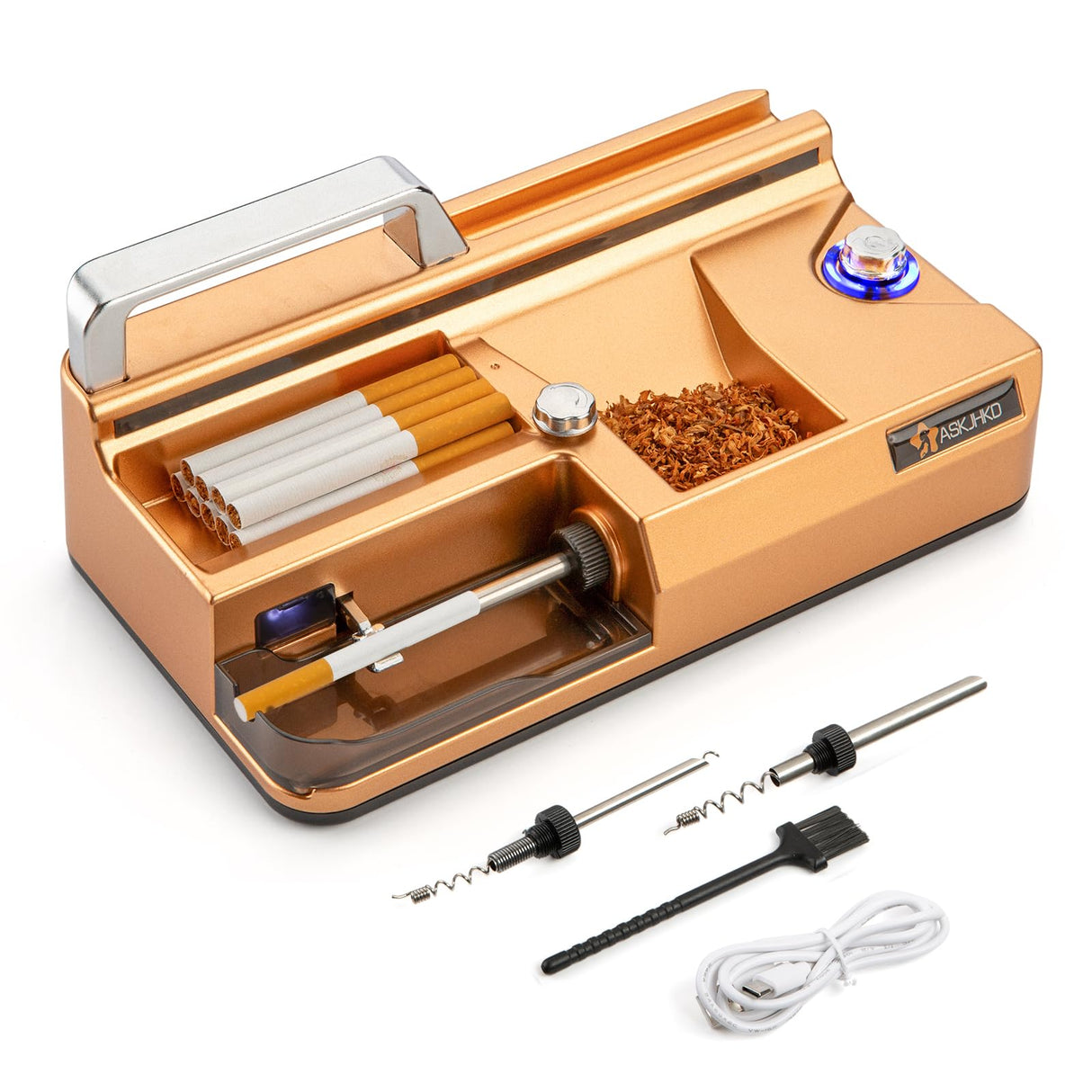 Electric Cigarette Rolling Machine, Automatic Cones Loader, Mini Portable Pre Rolled Cones Filling Maker, Automatic Roller, 317A Gold ASKJHKD