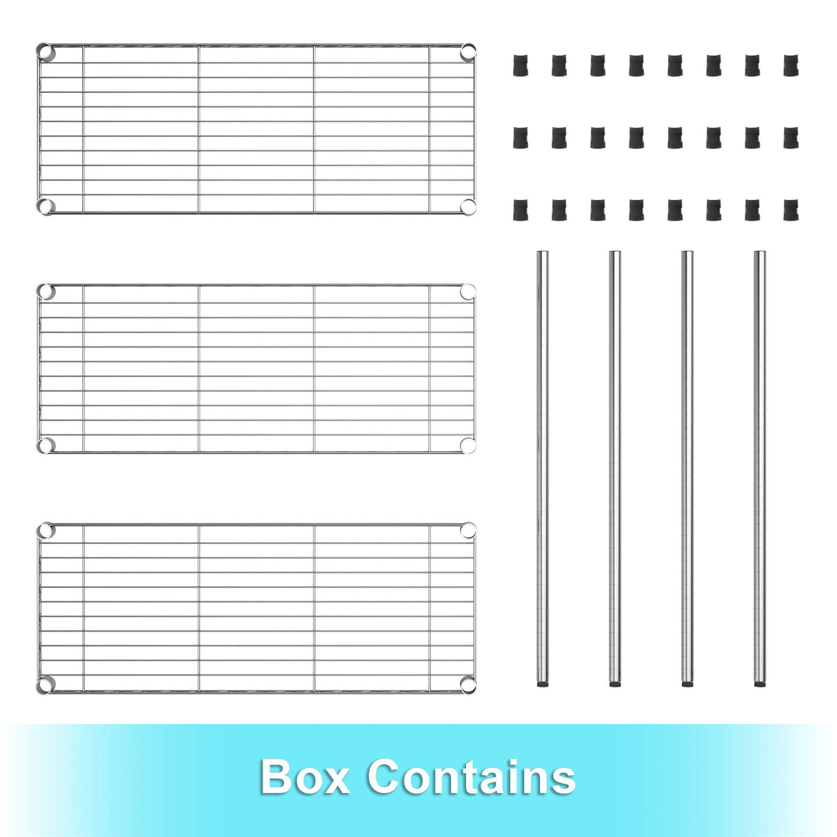 Auslar 3-Shelf Storage Wire Shelves Heavy Duty 3 Tiers Standing Shelving Units Adjustable Metal Organizer Wire Rack, Chrome Auslar