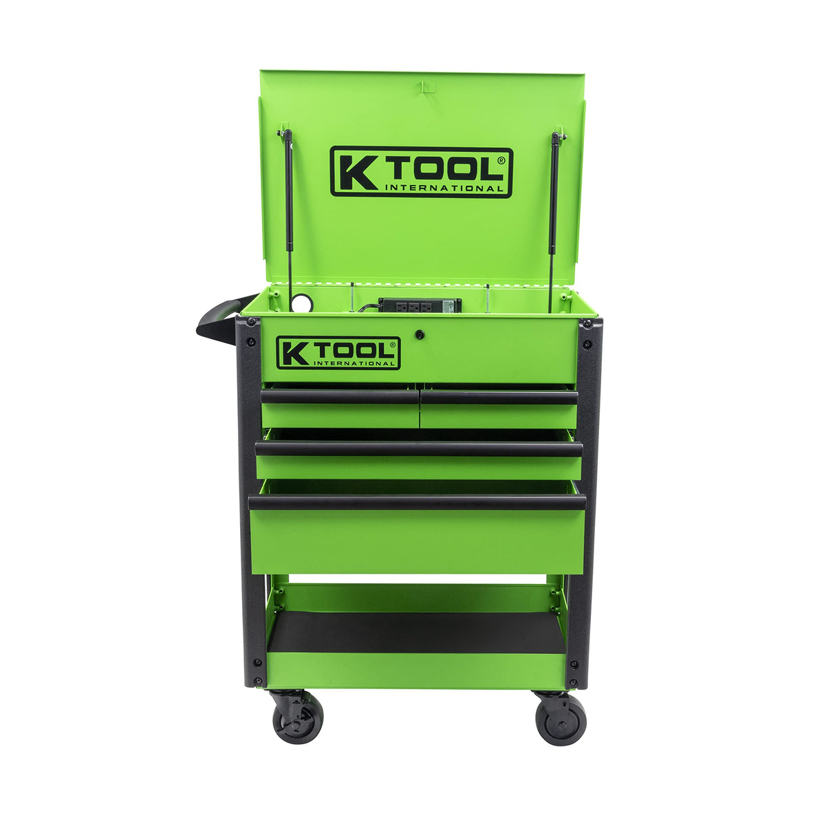 K Tool International 75121 35" Service Cart Tool Box for Garages, Repair Shops, and DIY, (4) Drawers, Locking Lid, (4) 5" Swivel Casters (2) with K Tool International