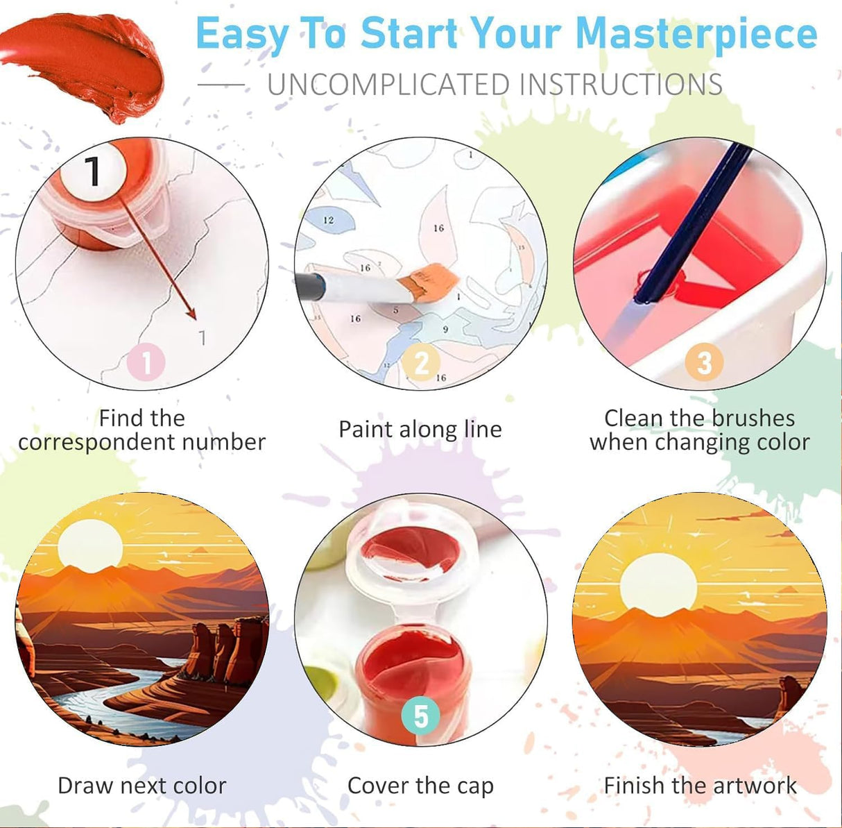 AOSGEDY 6 Pack Paint by Numbers Kit for Adults Beginner, National Park Adult Paint by Number Kits on Canvas Without Frame, DIY Landscape Painting with Numbers Craft for Home Decor 10x14 Inch AOSGEDY