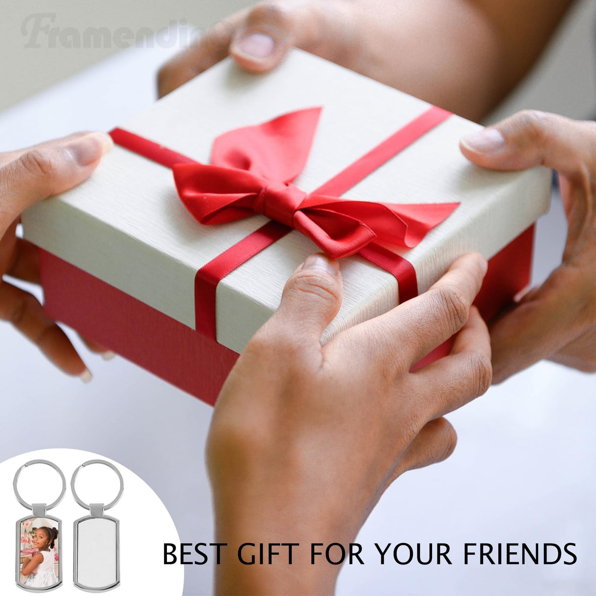 Framendino, 10 Pack Sublimation Keychain Blanks Rectangle Heat Transfer Press Key Chains with Key Rings for DIY Photos Crafts Framendino