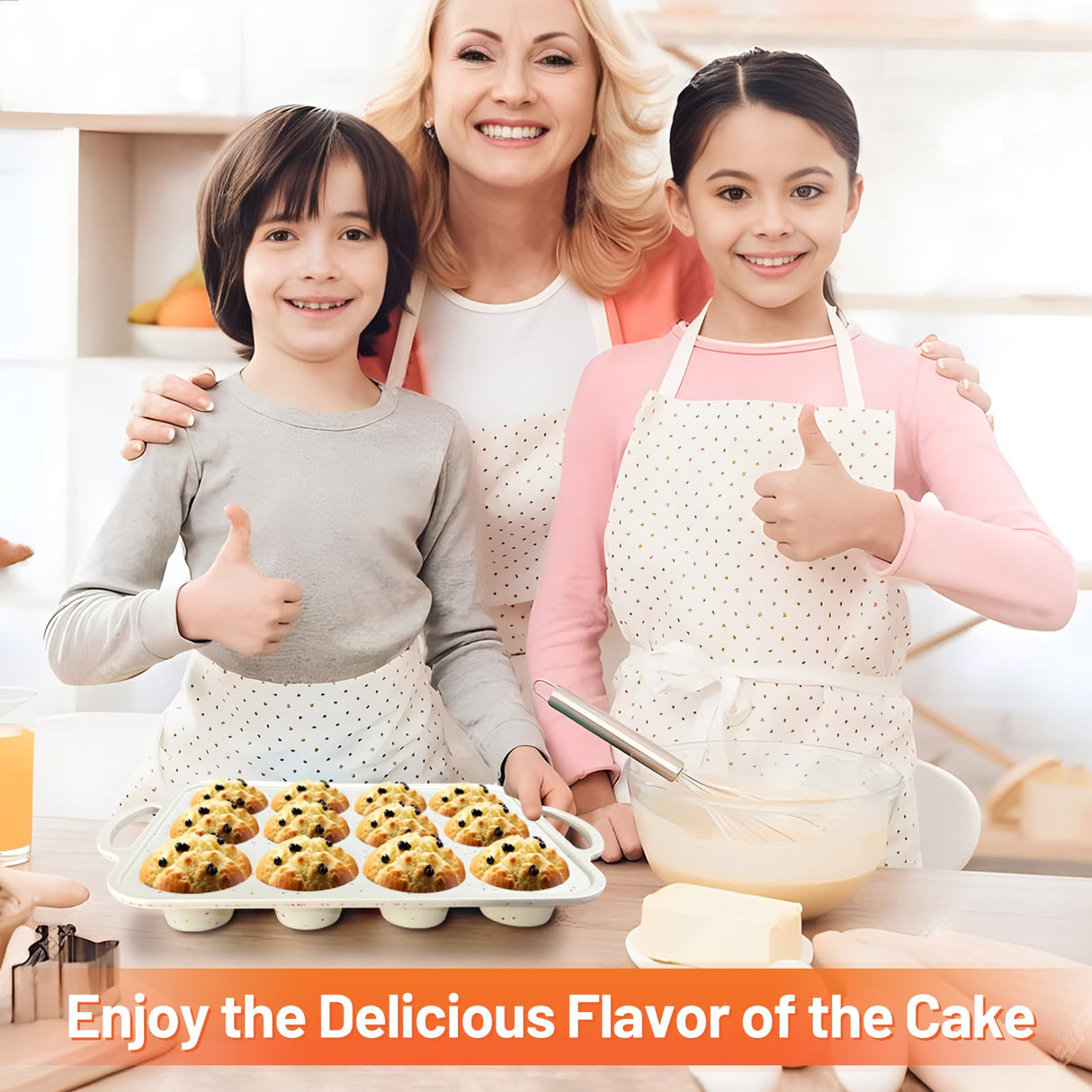 2Pack Silicone Muffin Pan for Baking with Metal Reinforced Frame, 12 Cup Regular Size Cupcake Pan, BPA Free Silicone Muffin Tray, Cupcake Baking Pan Molds for Oven Dishwasher Safe Vinino